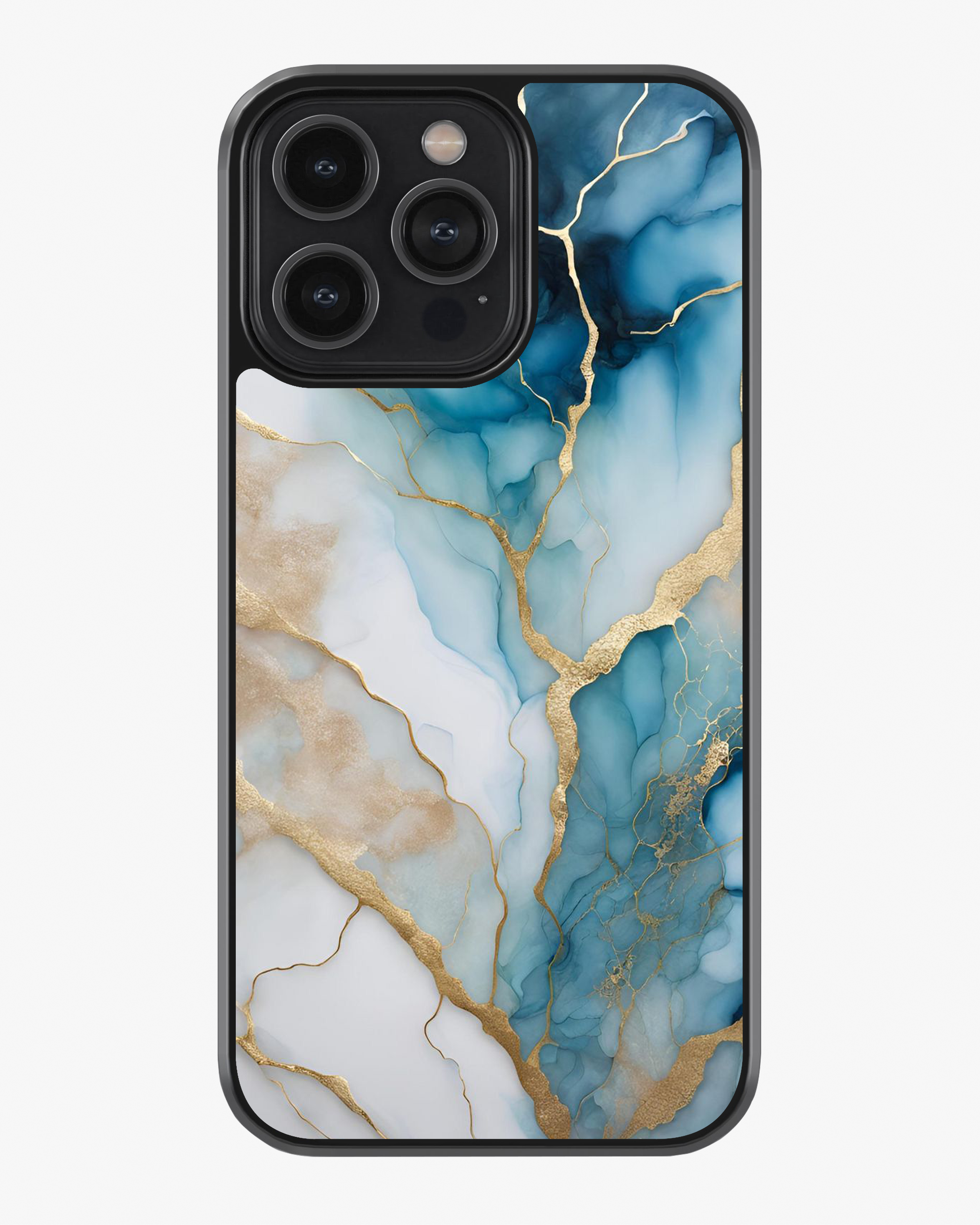 Ocean Luxe – Blue & Gold Luxury Marble Case Cover Glass Case