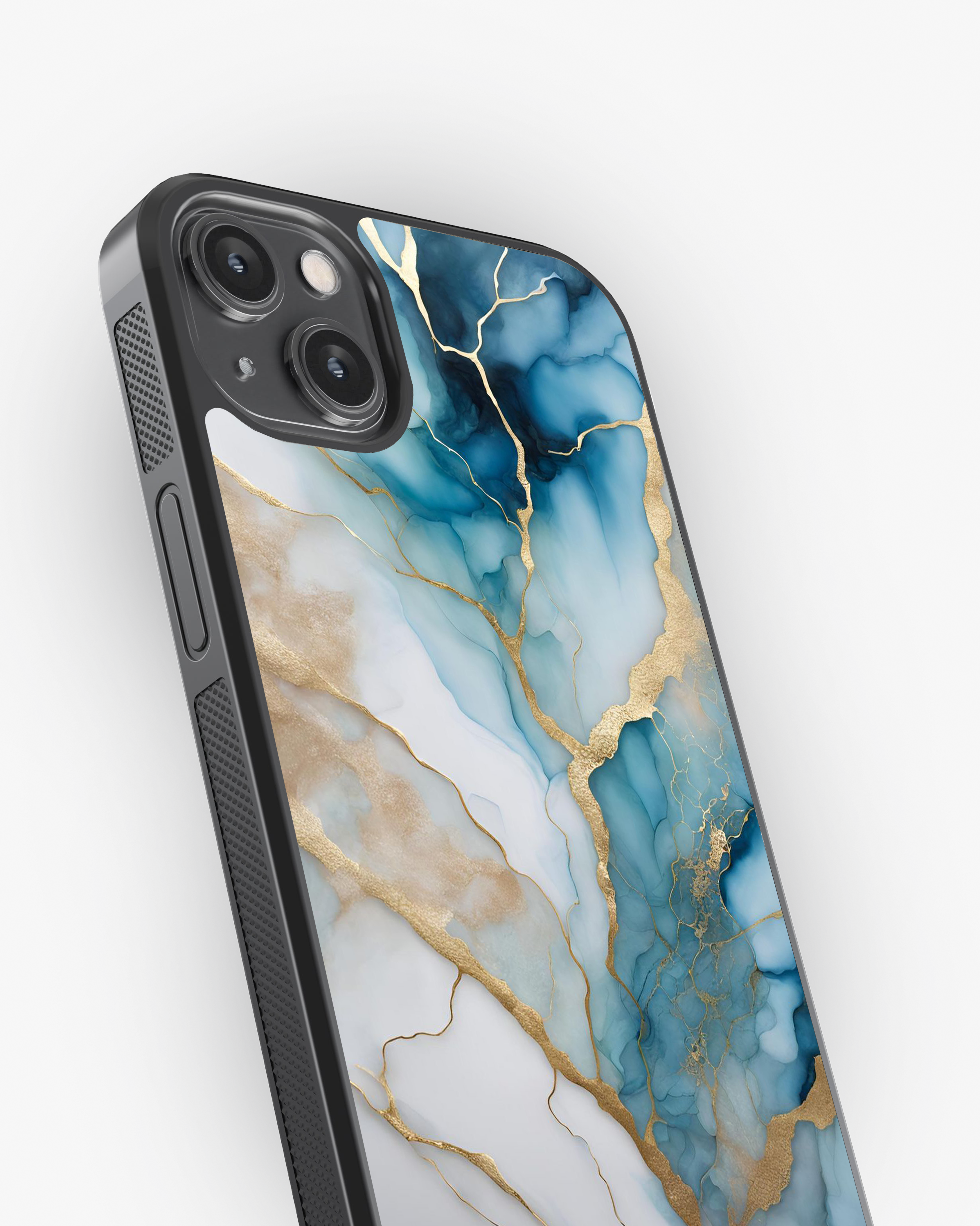 Ocean Luxe – Blue & Gold Luxury Marble Case Cover Glass Case