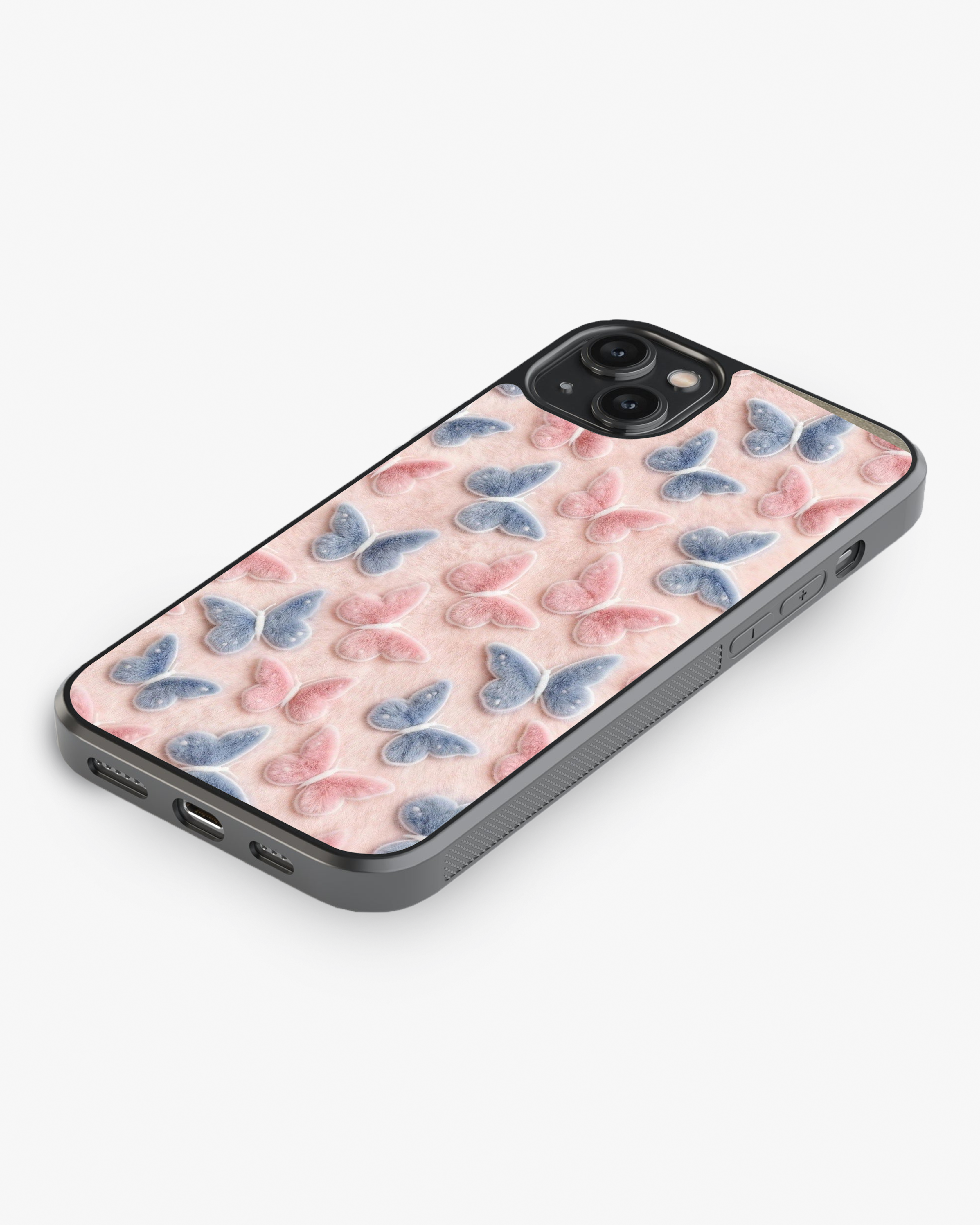Pastel Butterfly Dream – Soft 3D Plush Aesthetic Premium Case Cover Glass Case