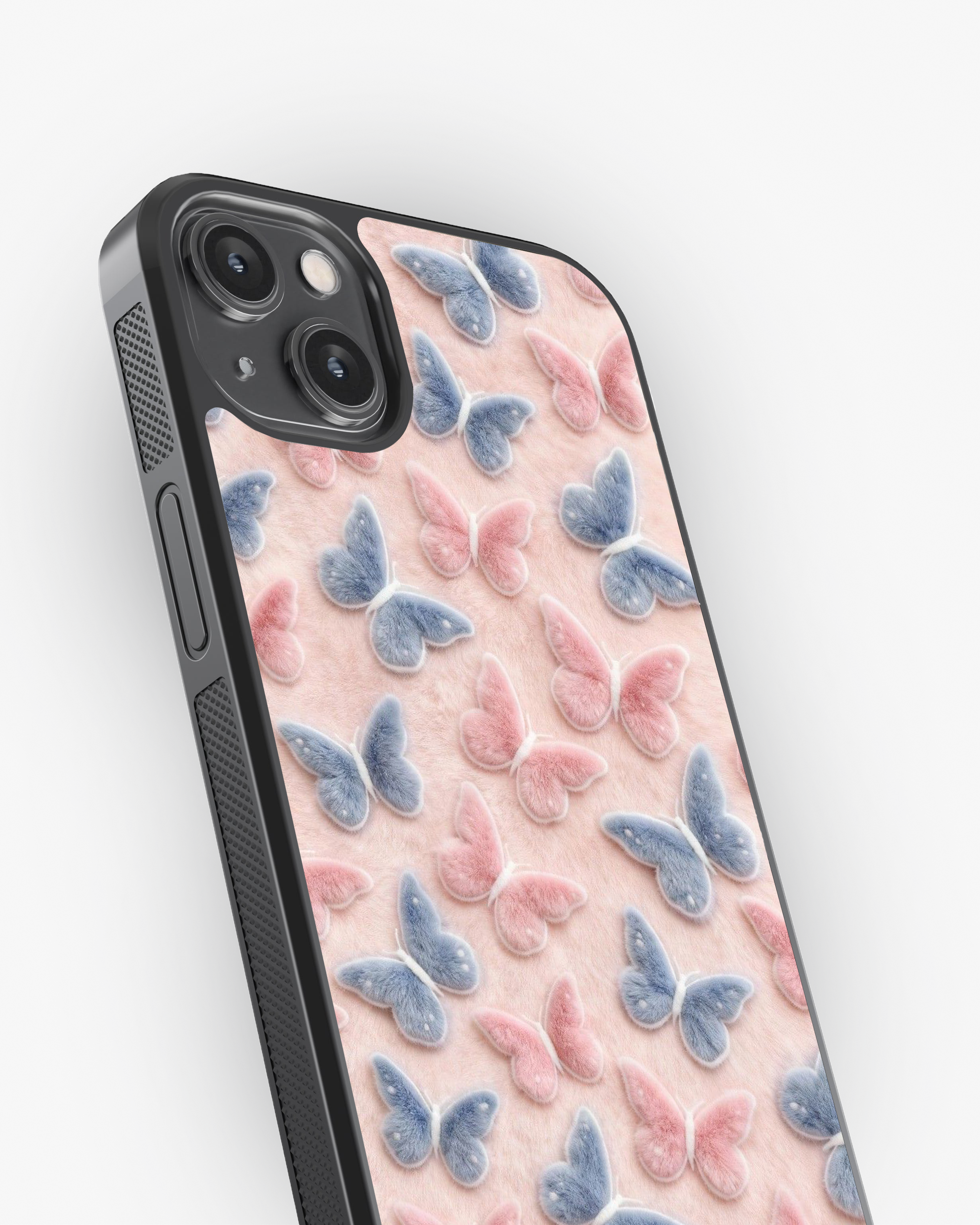 Pastel Butterfly Dream – Soft 3D Plush Aesthetic Premium Case Cover Glass Case