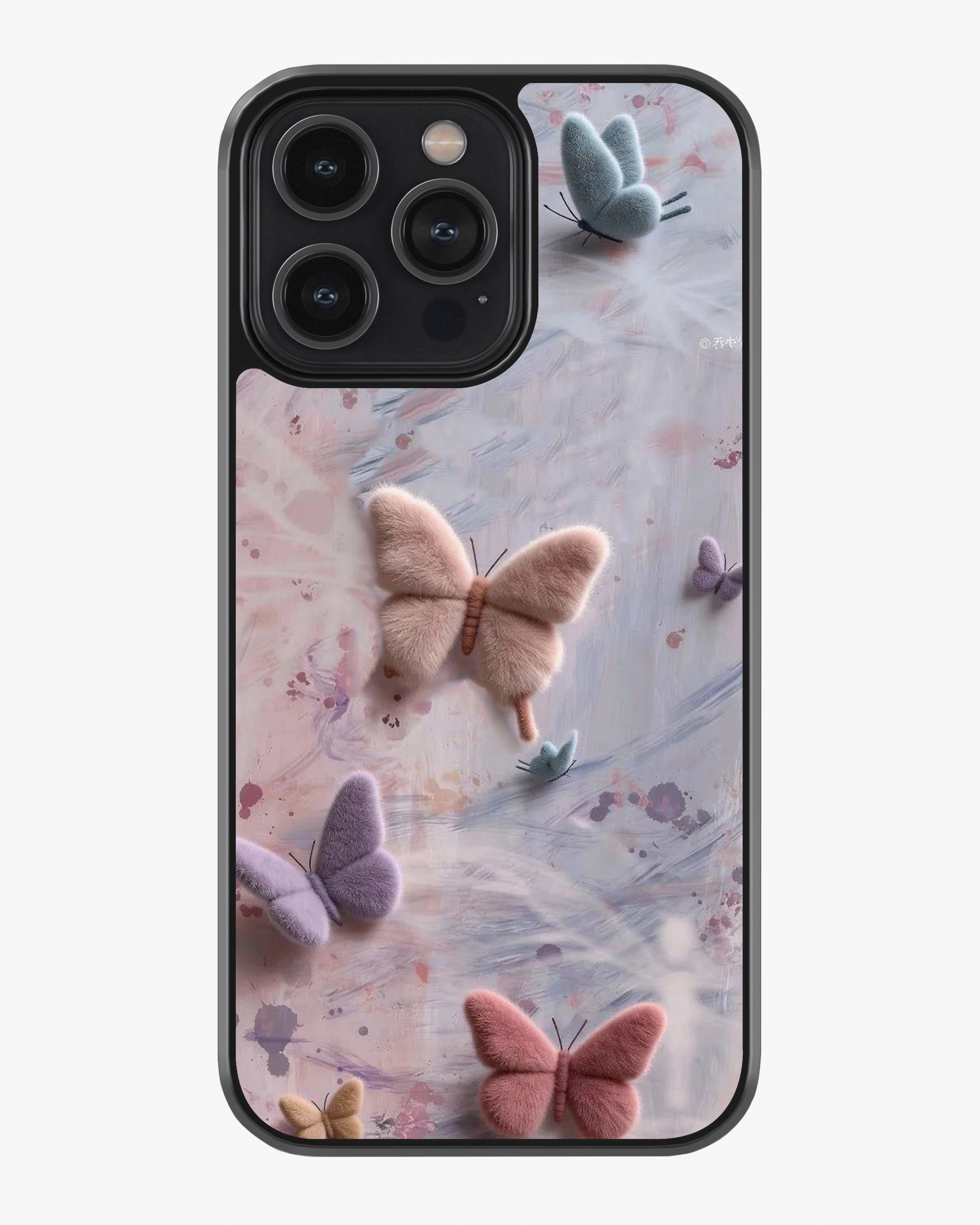Pastel 3D Butterfly Plush Aesthetic Premium Case Cover Glass Case
