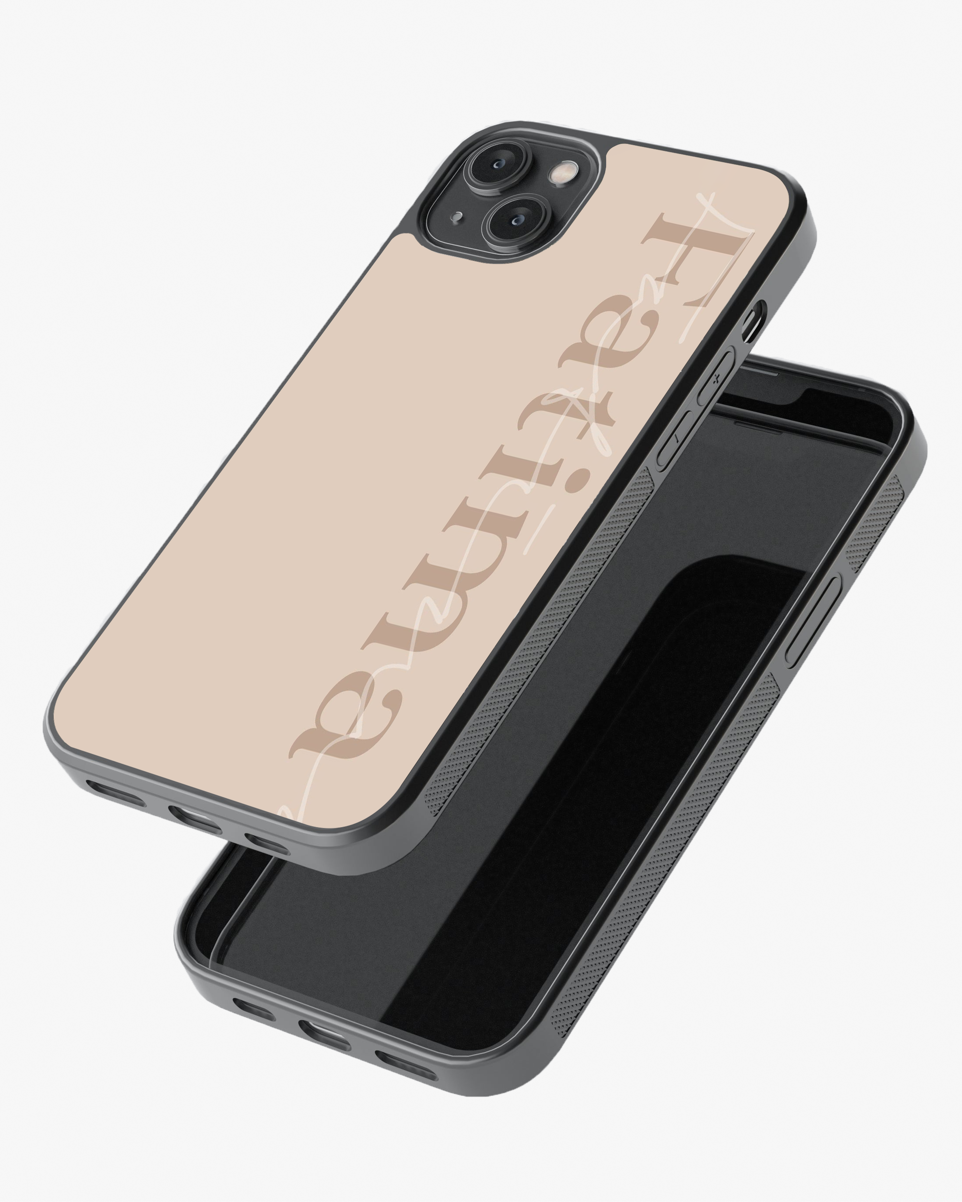 Personalized Minimalist Beige Glass Case