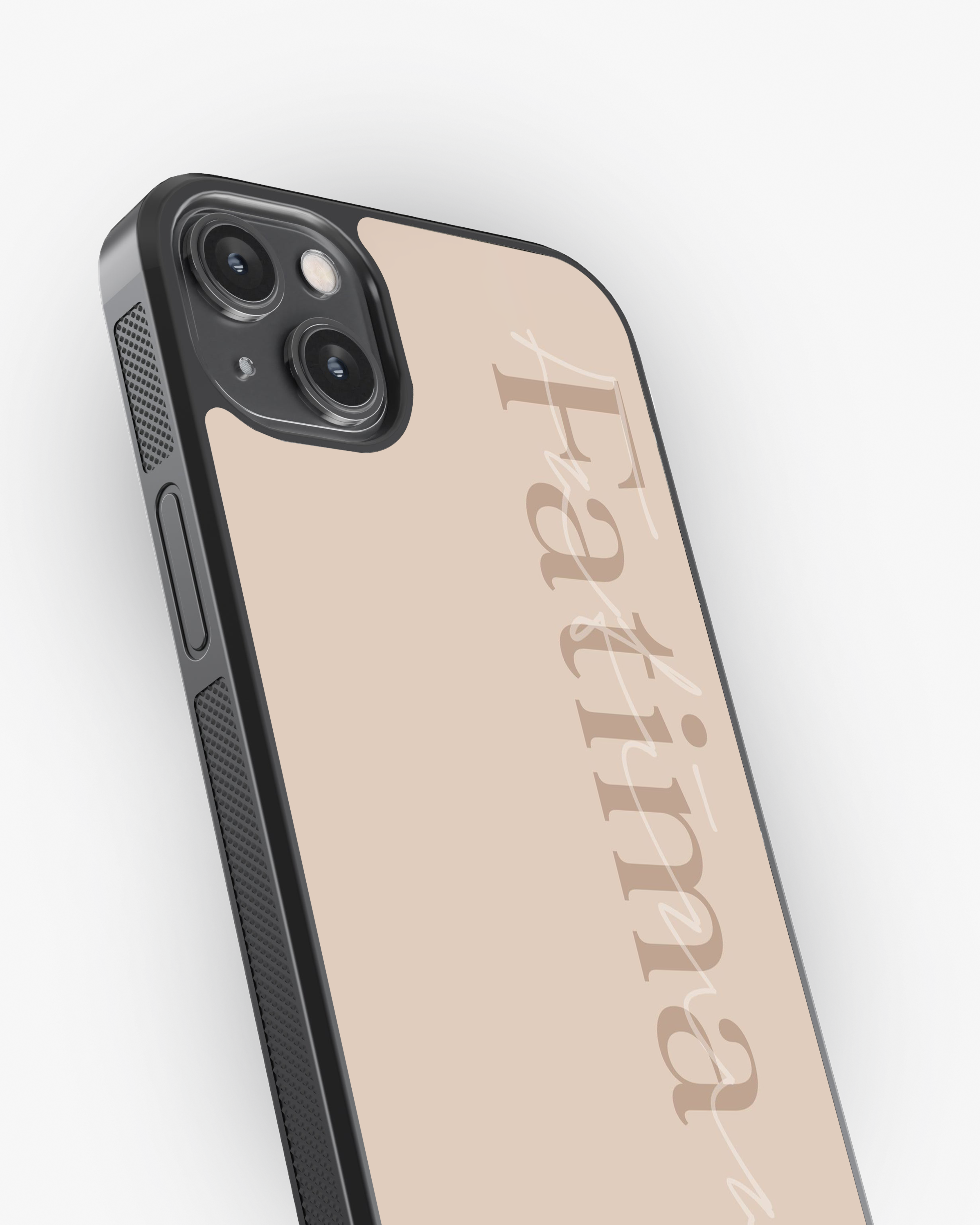 Personalized Minimalist Beige Glass Case