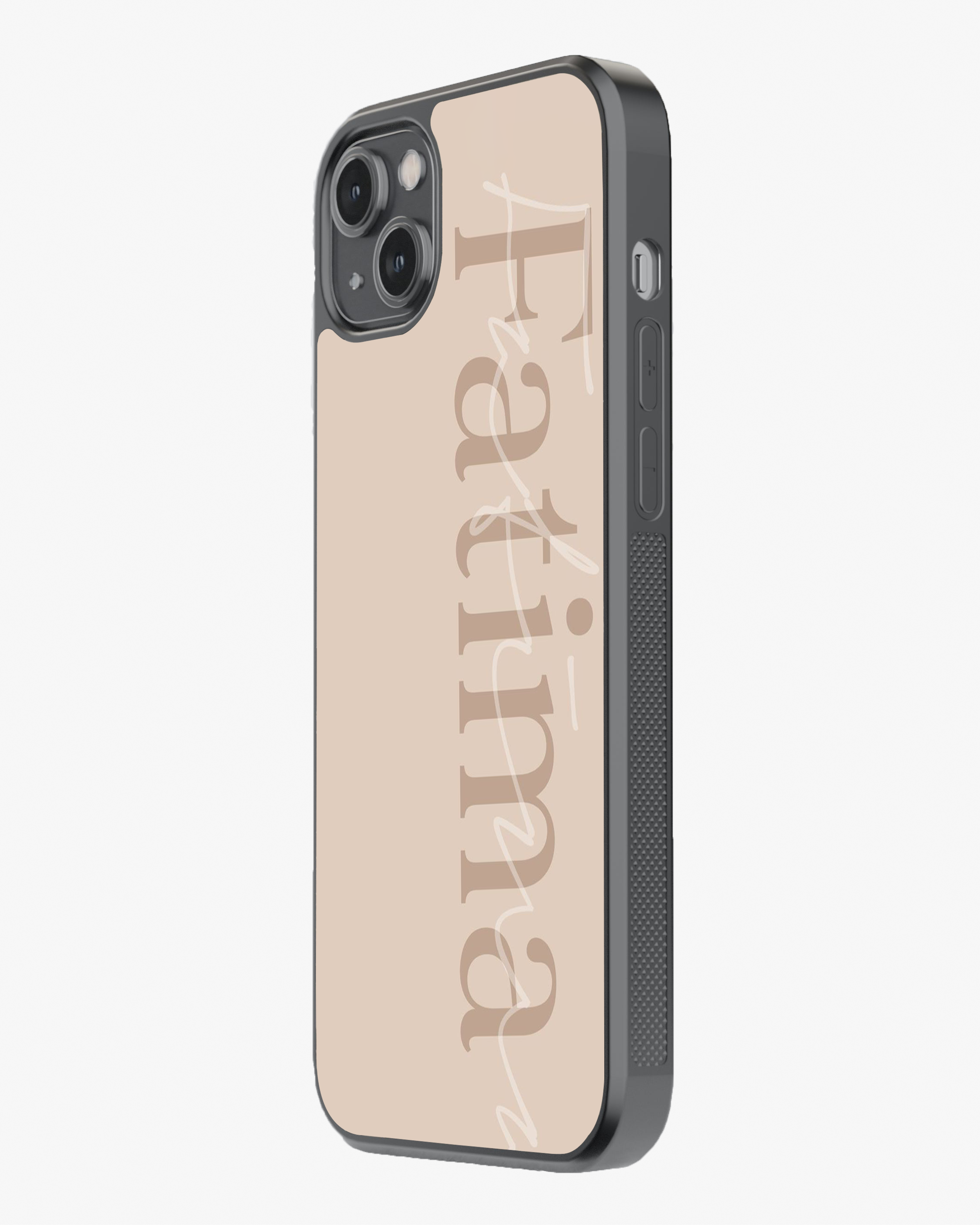 Personalized Minimalist Beige Glass Case