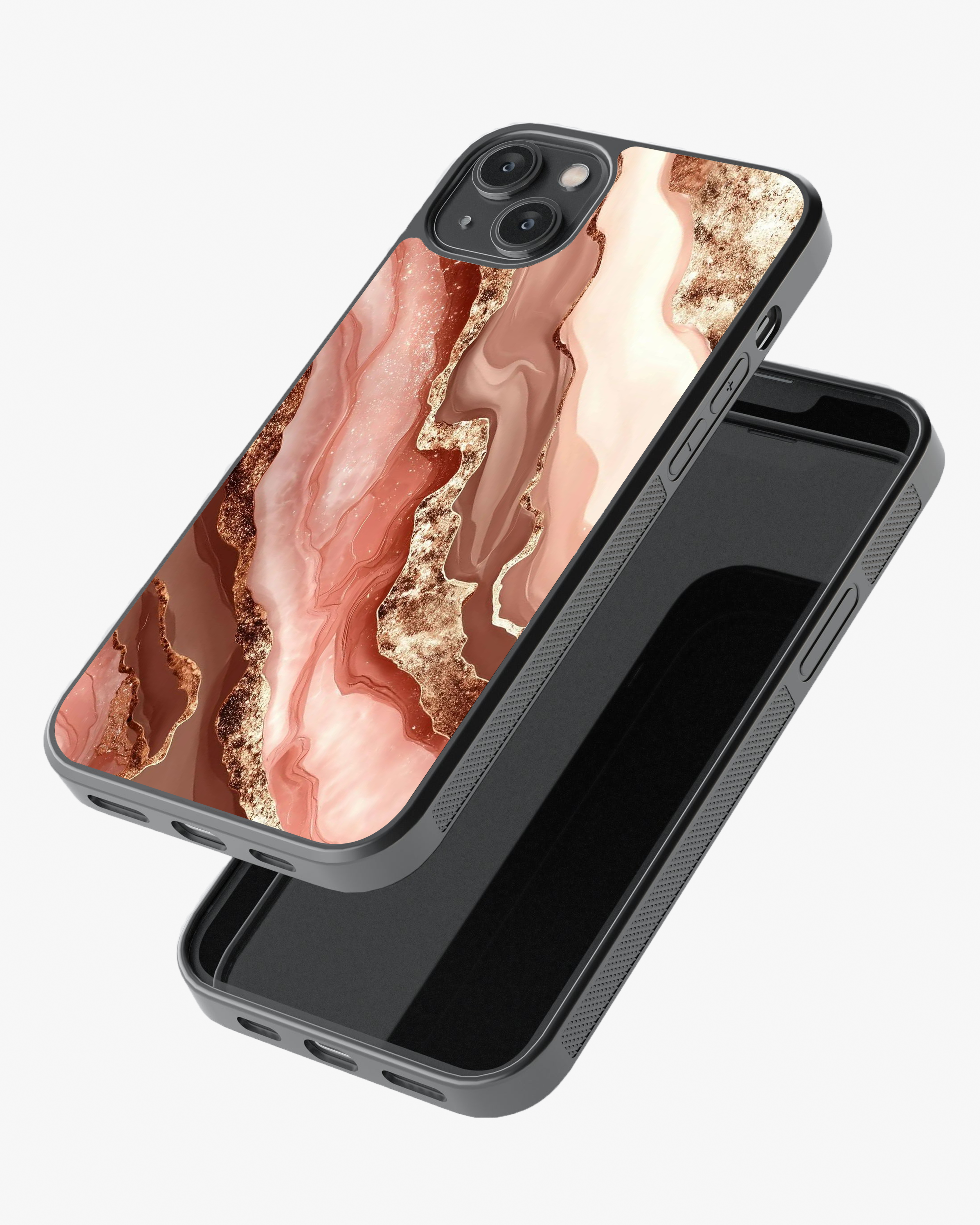 Luxury Rose Gold Marble Case Cover Glass Case