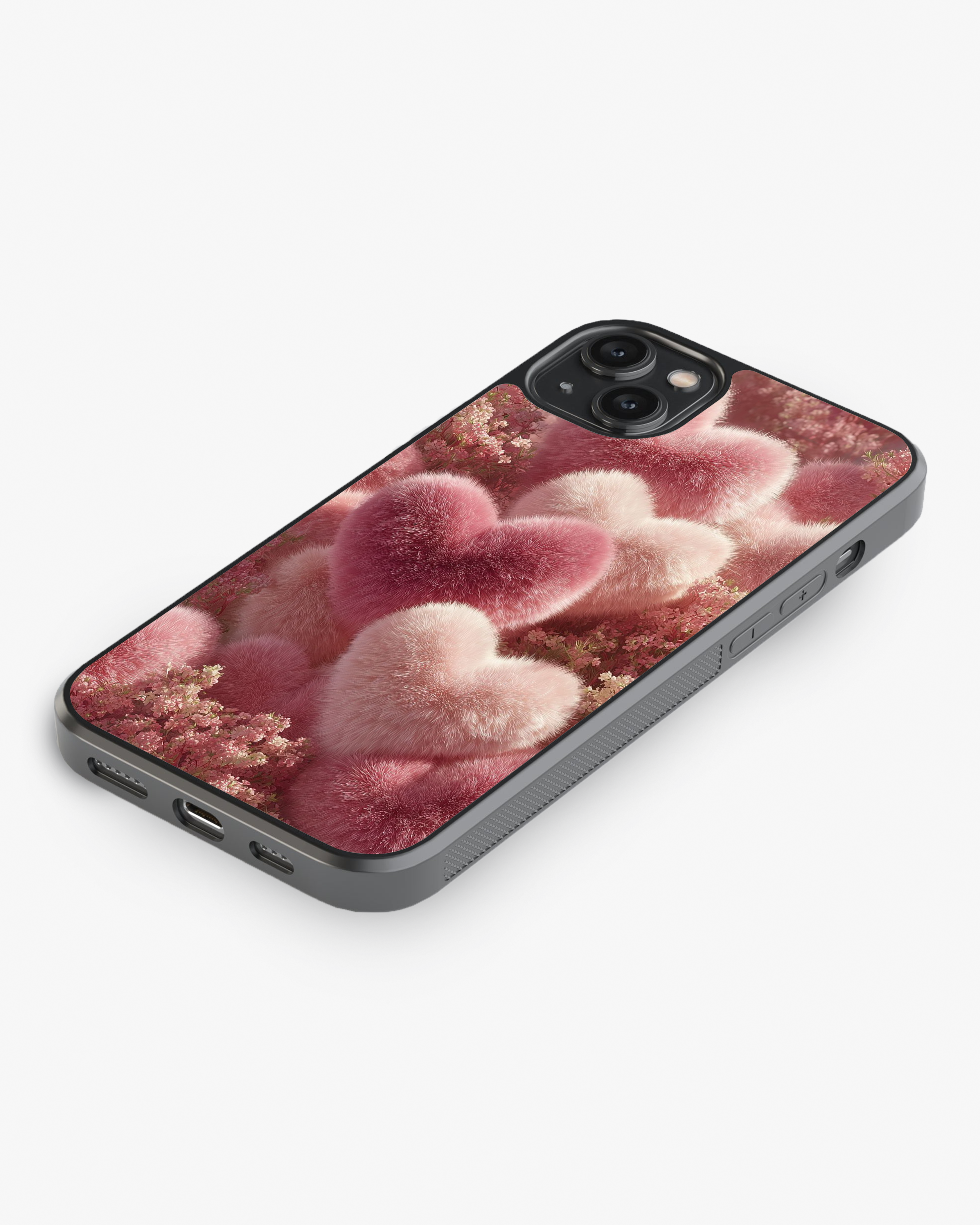 Fluffy Pink Hearts – Romantic Aesthetic Case Cover Glass Case