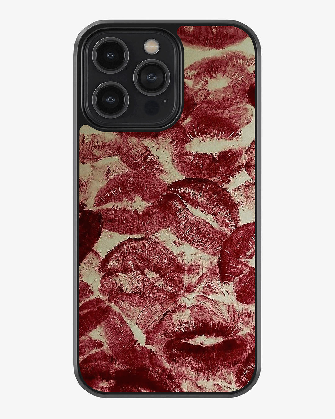 Red Lip Kiss Print Glass Case