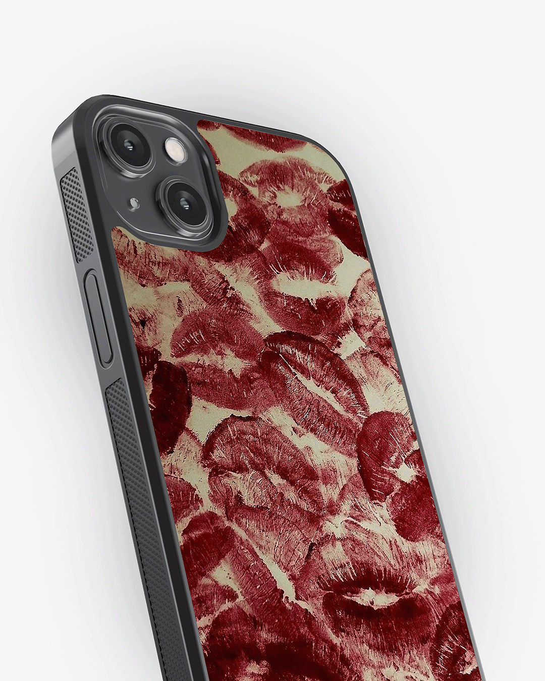 Red Lip Kiss Print Glass Case