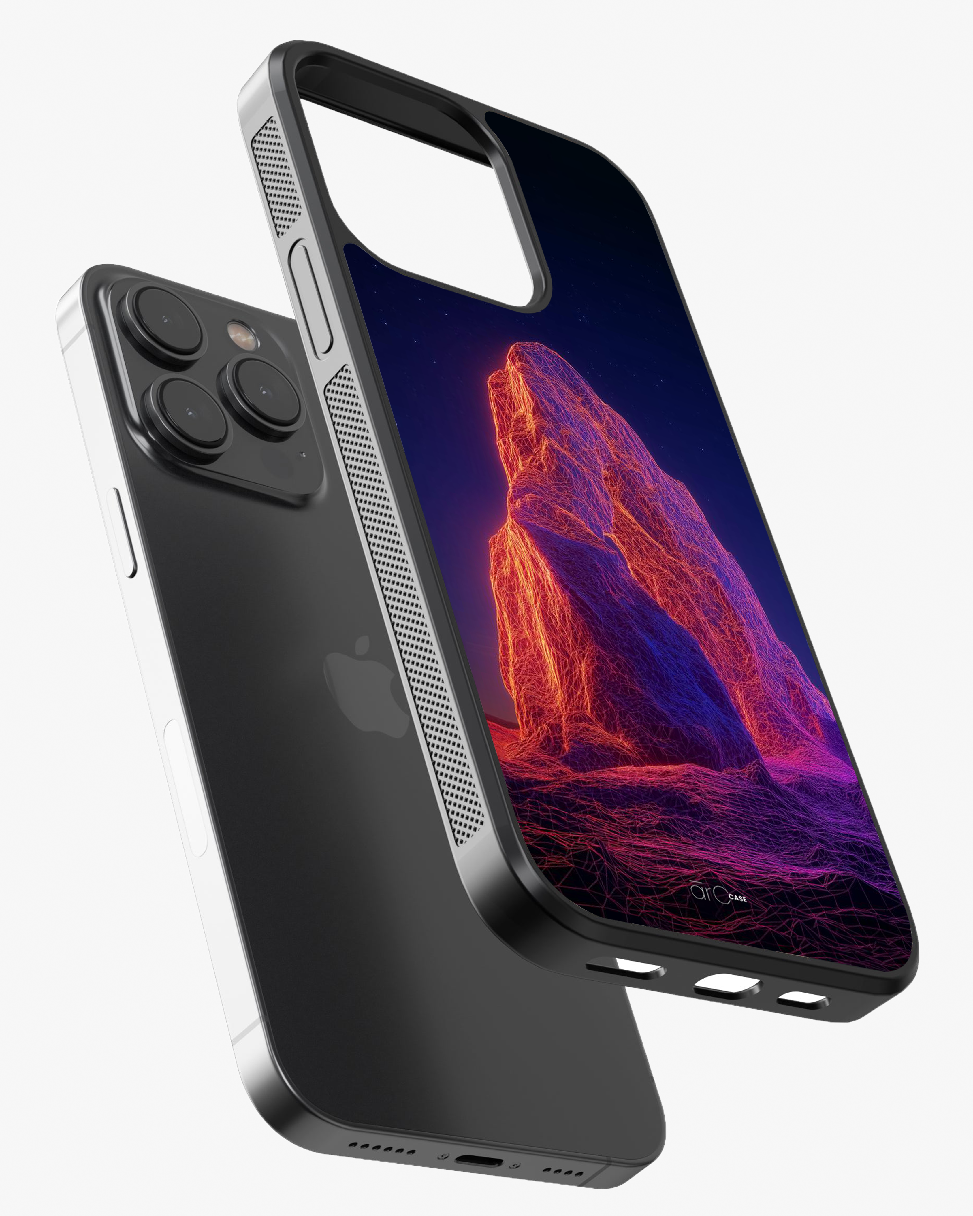 Neon Peak – Futuristic Wireframe Case Cover Glass Case