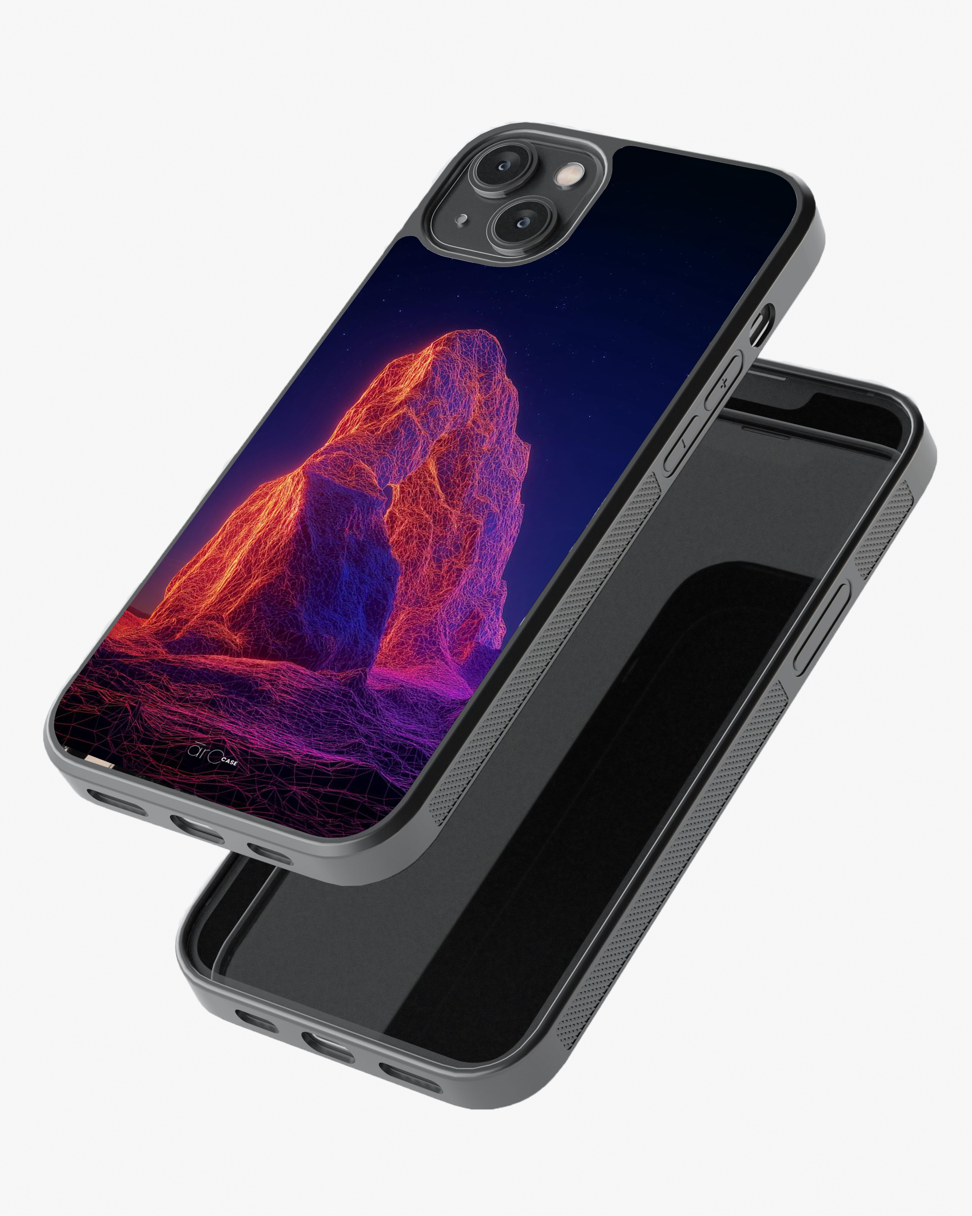 Neon Peak – Futuristic Wireframe Case Cover Glass Case