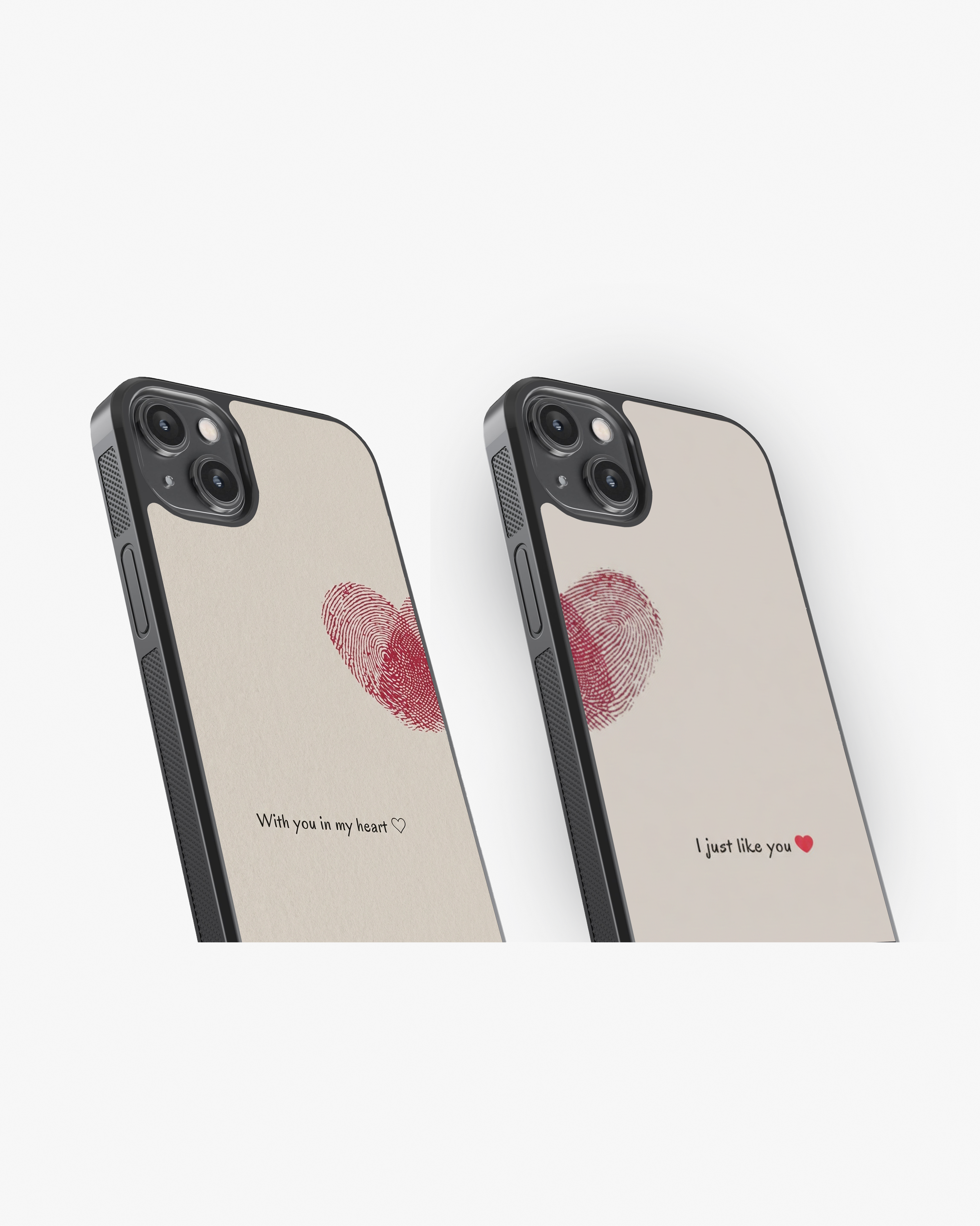 Couple Fingerprint Heart Glass Case