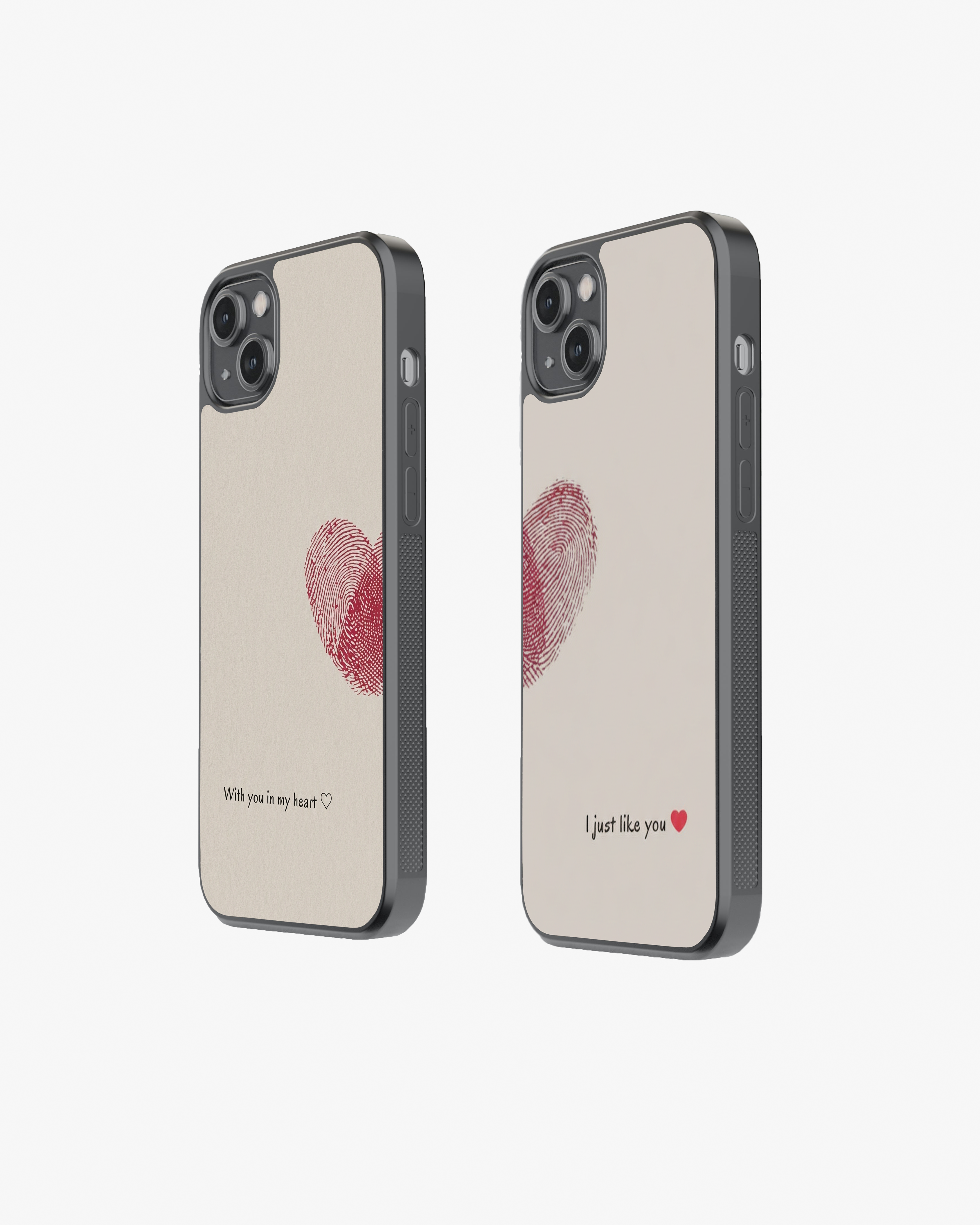 Couple Fingerprint Heart Glass Case