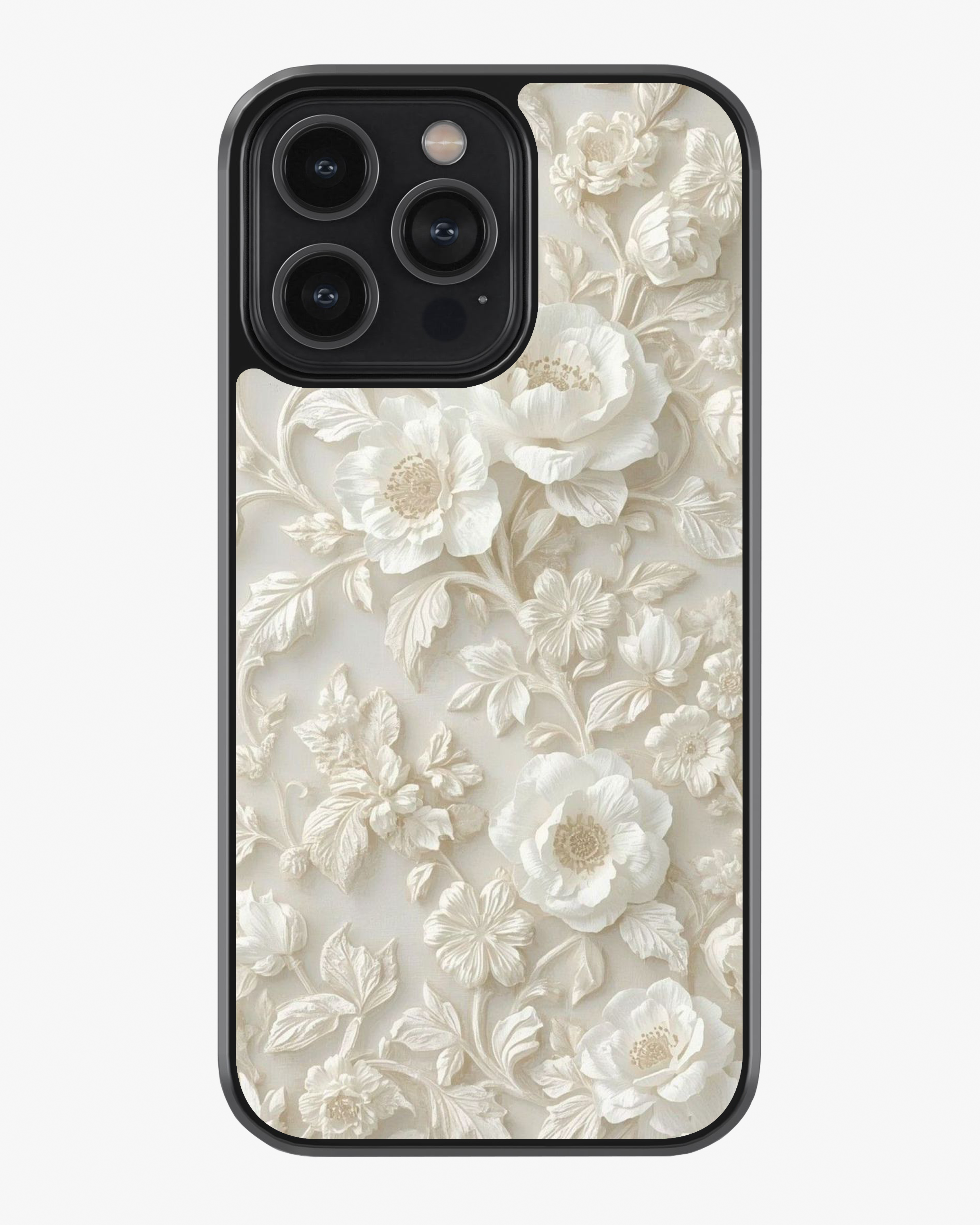 Luxury Ivory Rose 3D Case Cover Glass Case