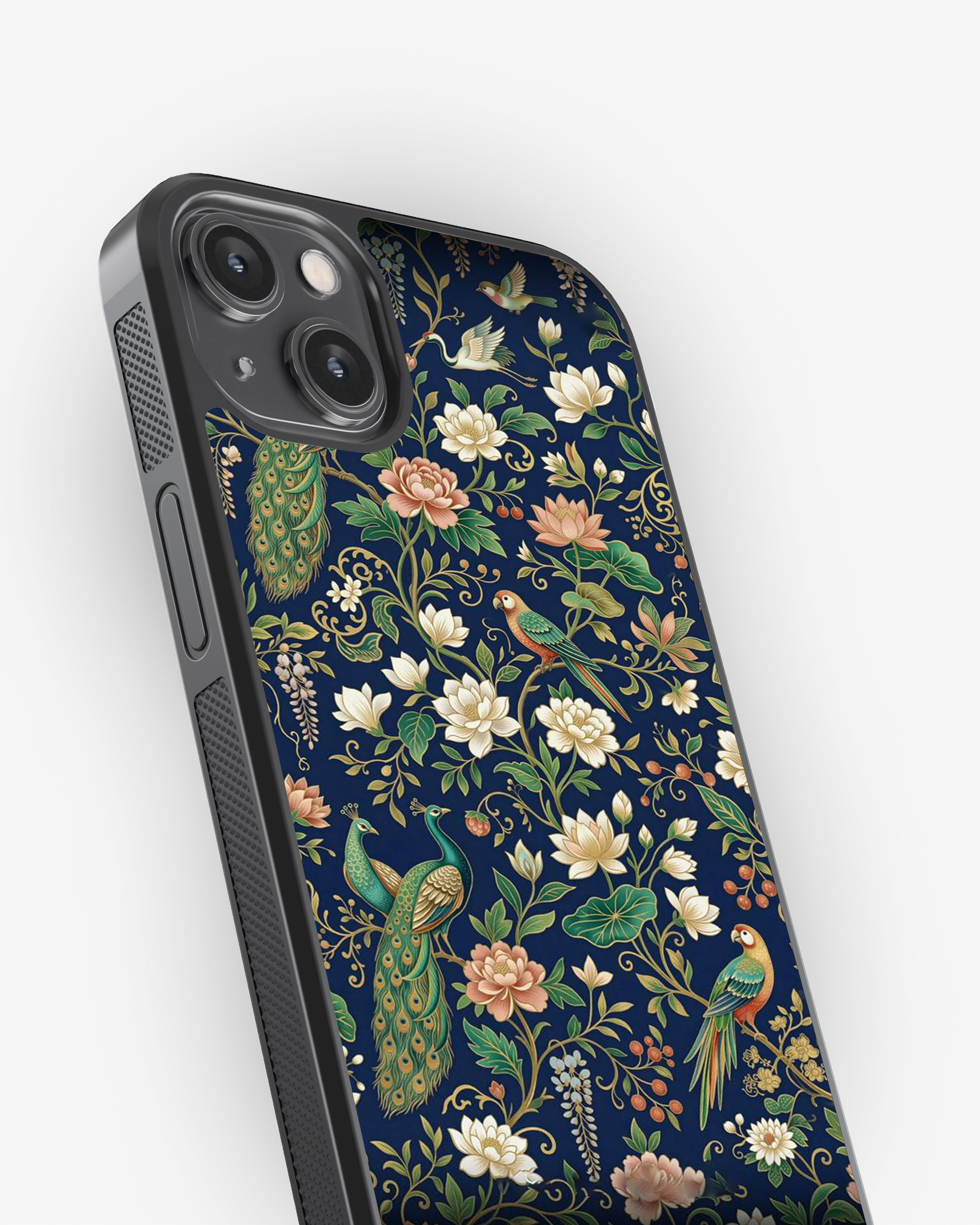 Royal Peacock Floral Premium Cover Glass Case