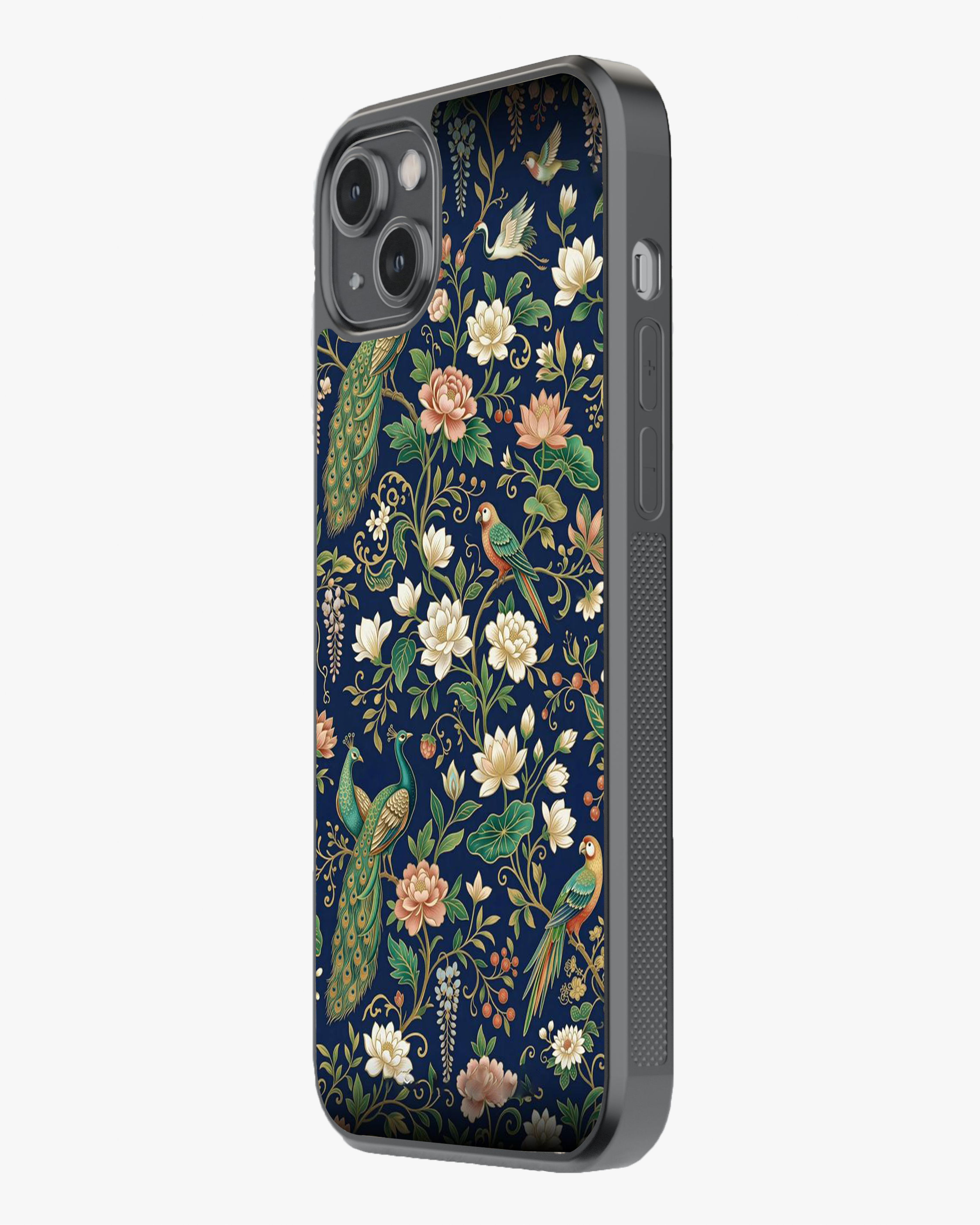 Royal Peacock Floral Premium Cover Glass Case