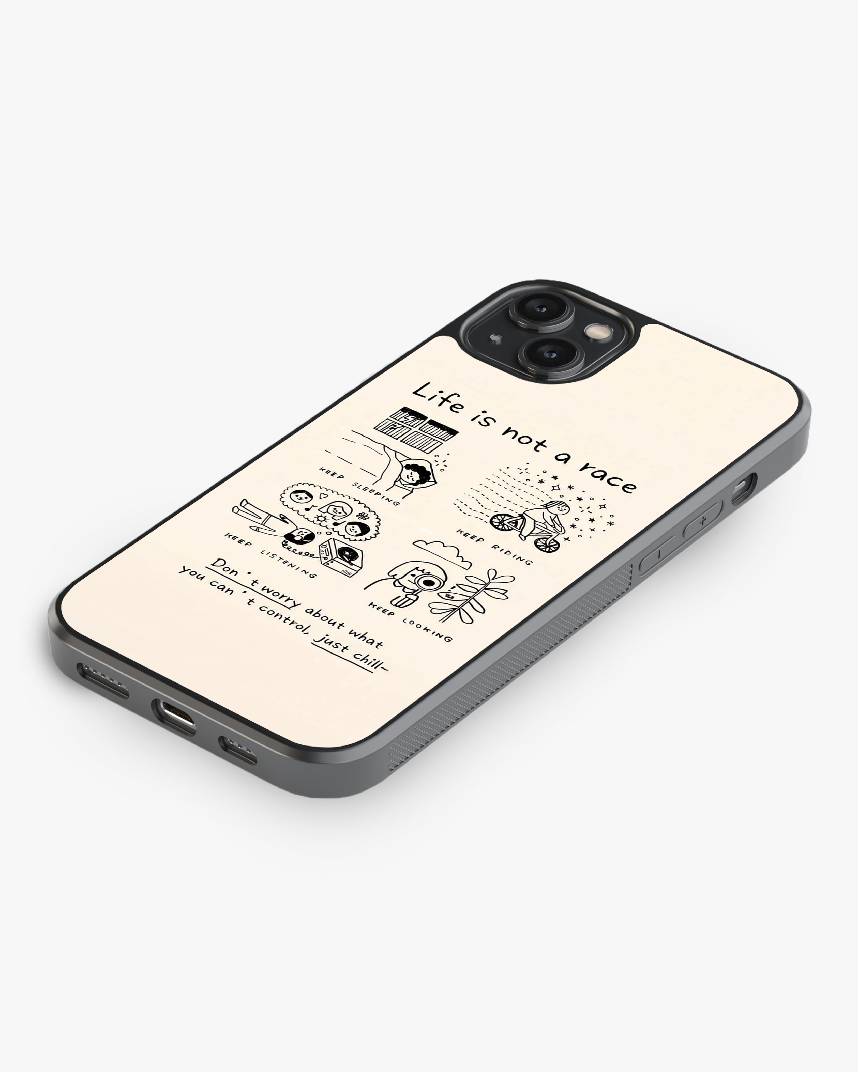 Minimal Doodle Positive Vibes Glass Case