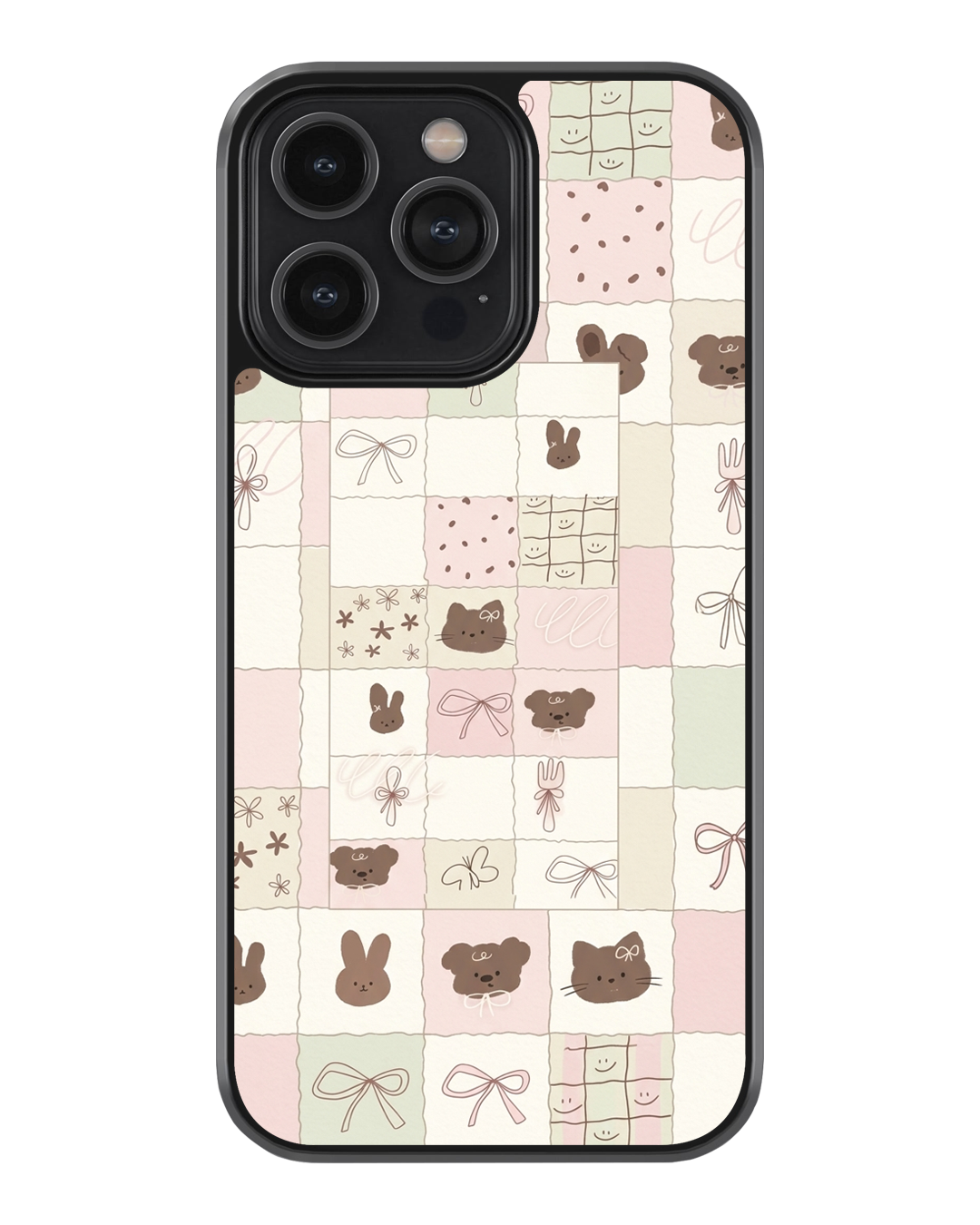 Pastel Patchwork Cute Glass Case