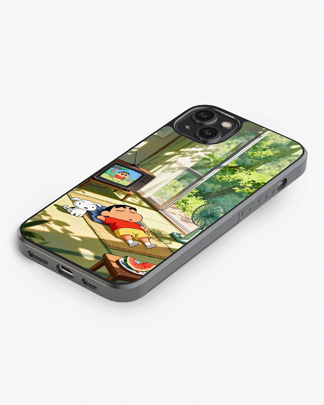 Shinchan Summer Chill Aesthetic Cover Glass Case