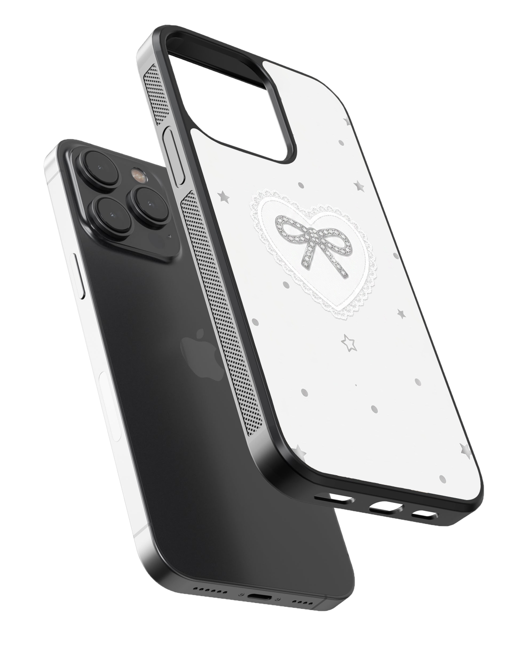 Elegant Heart Bow Glass Case