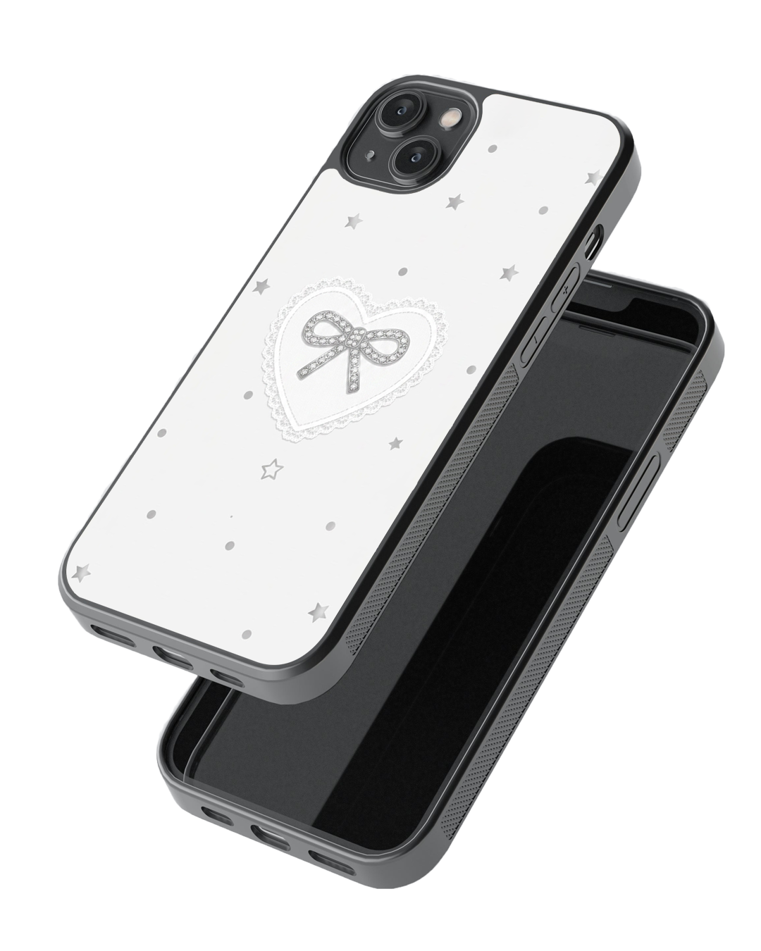 Elegant Heart Bow Glass Case