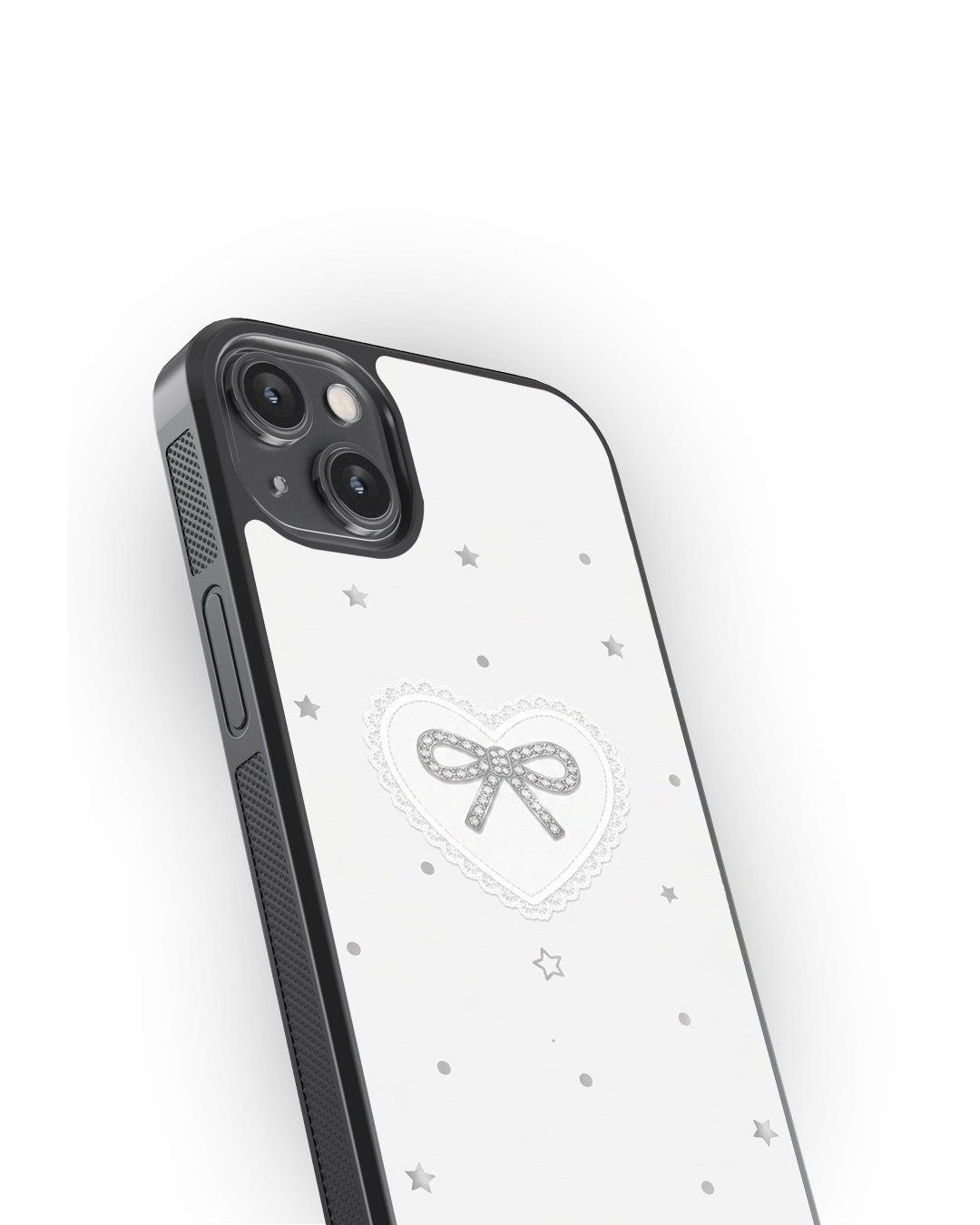 Elegant Heart Bow Glass Case