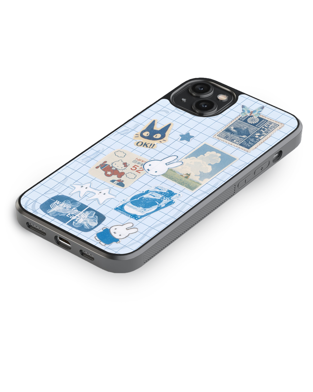 Cute Aesthetic Stickers Glass Case