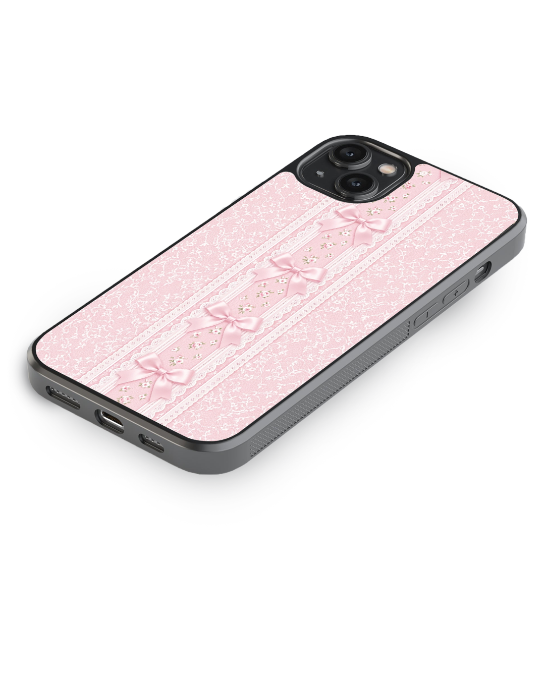 Pink Lace Ribbon Glass Case