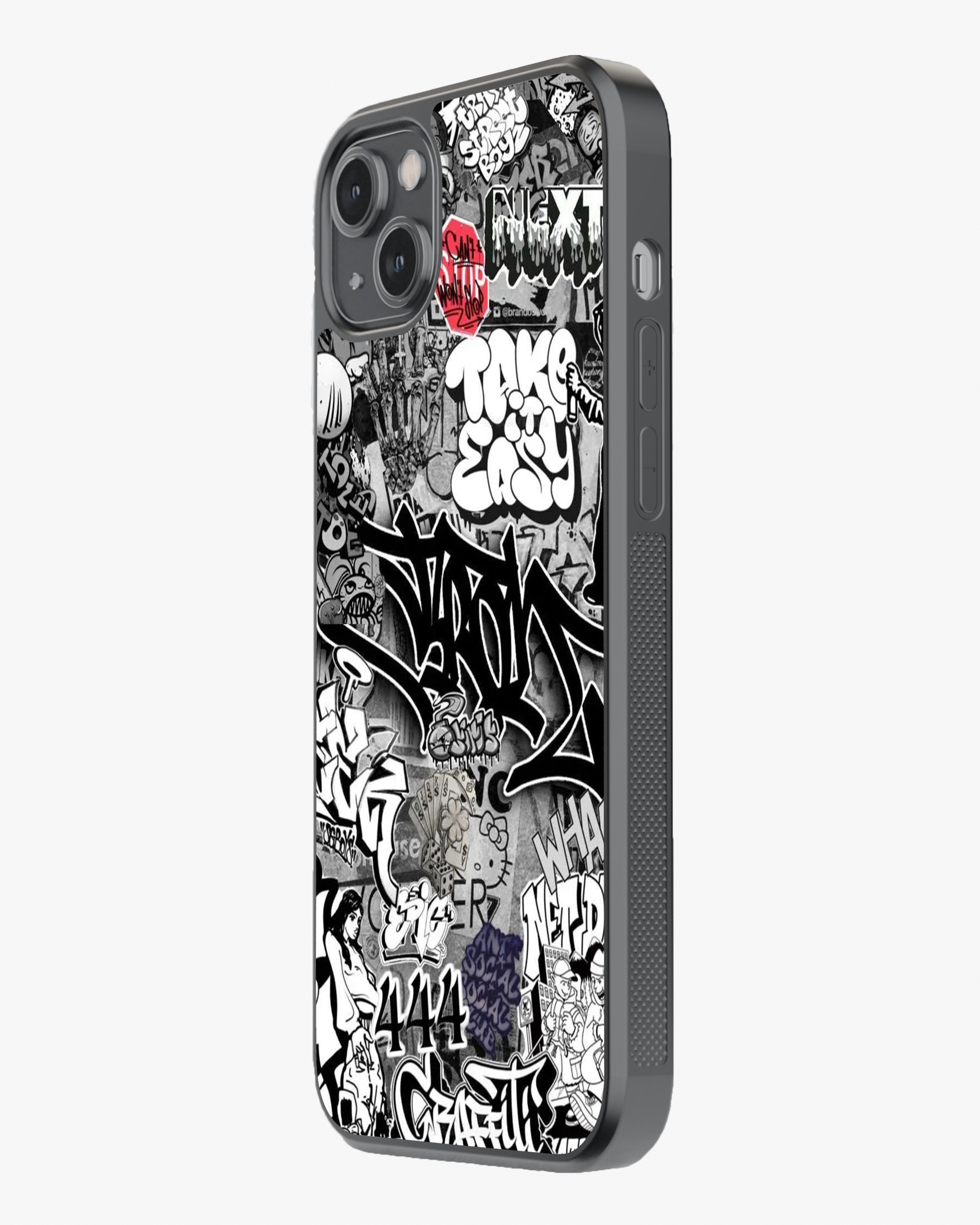 Urban Chaos – Black & White Graffiti Case Cover Glass Case
