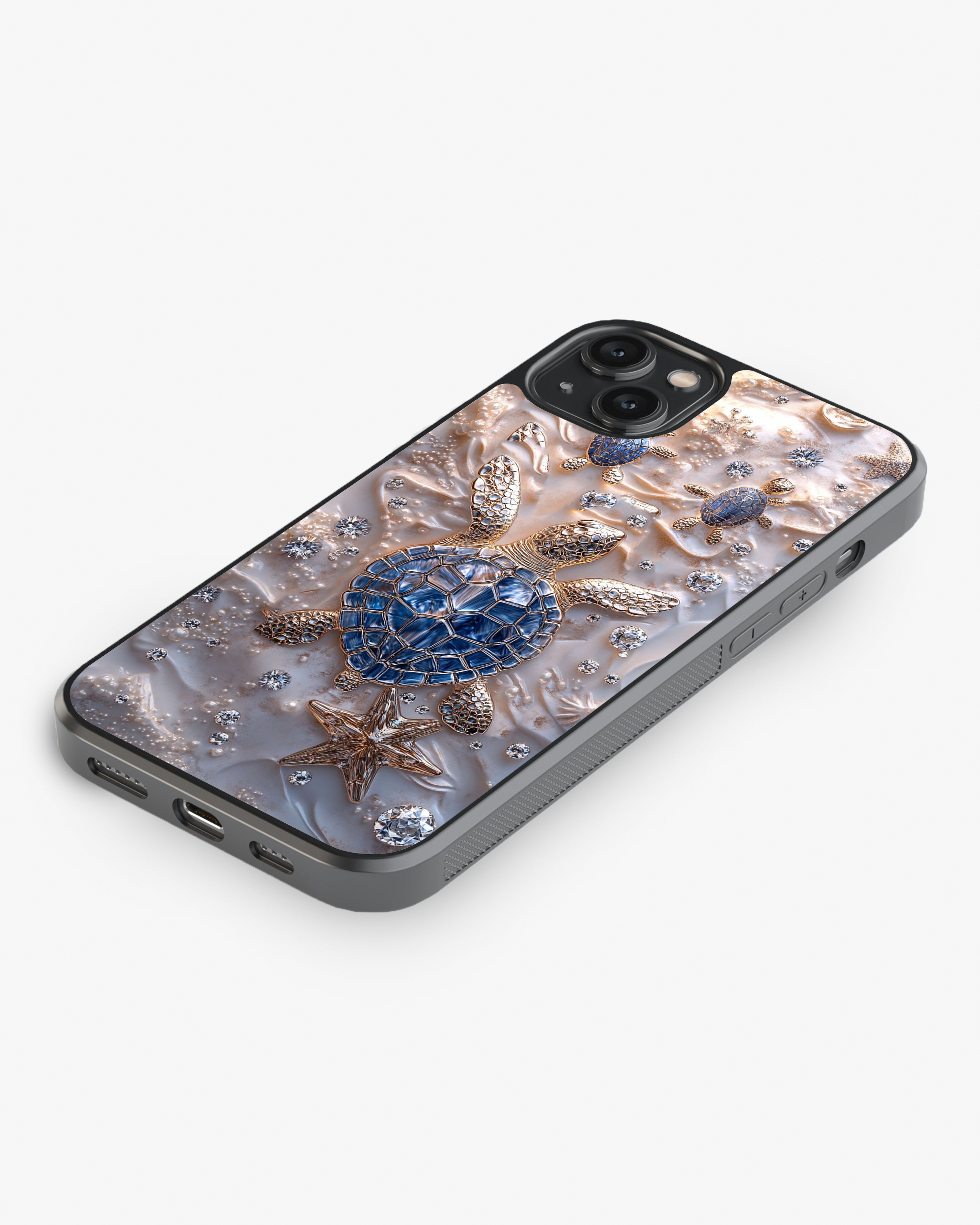 Luxury Golden Sea Turtle Case Cover Glass Case
