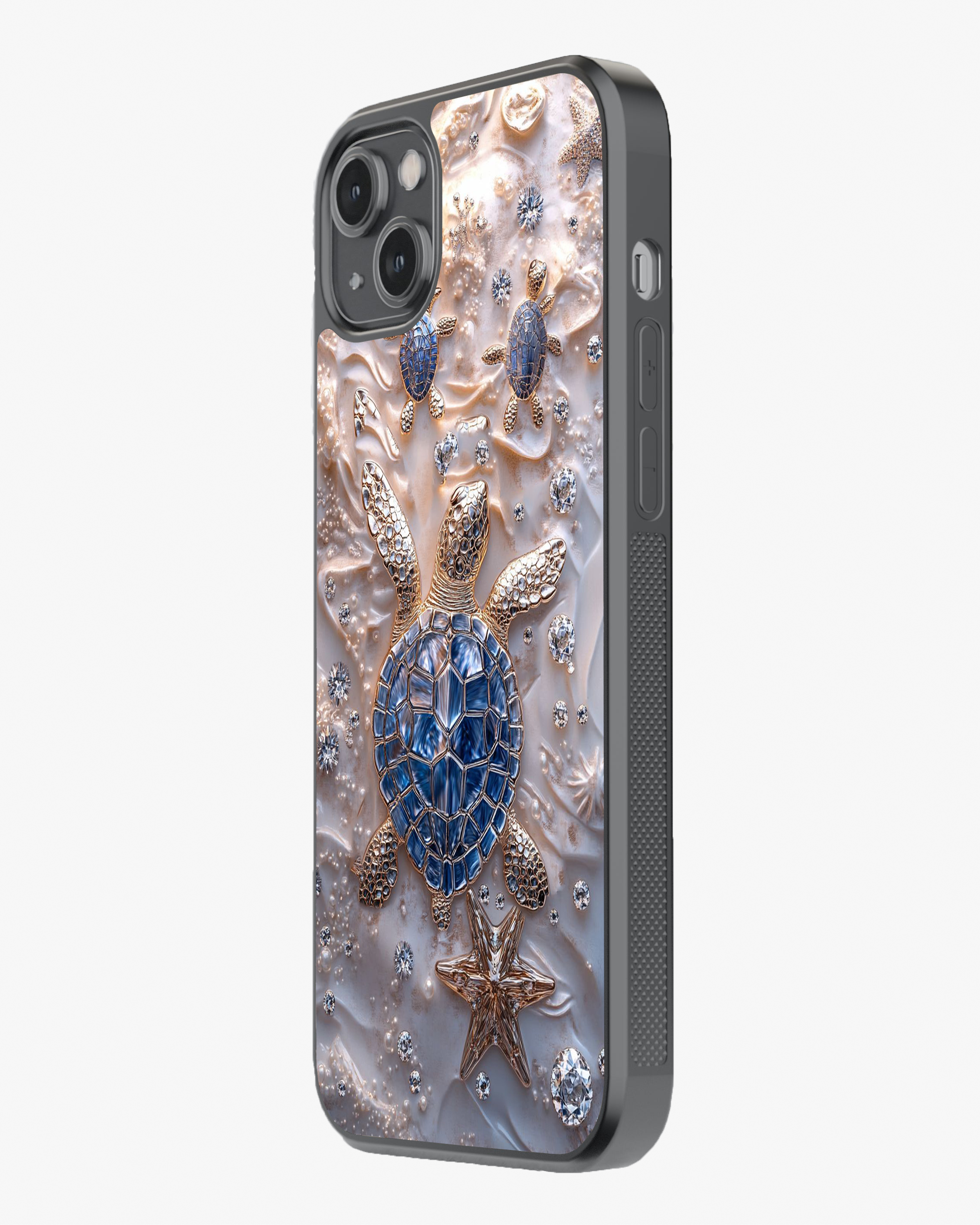 Luxury Golden Sea Turtle Case Cover Glass Case