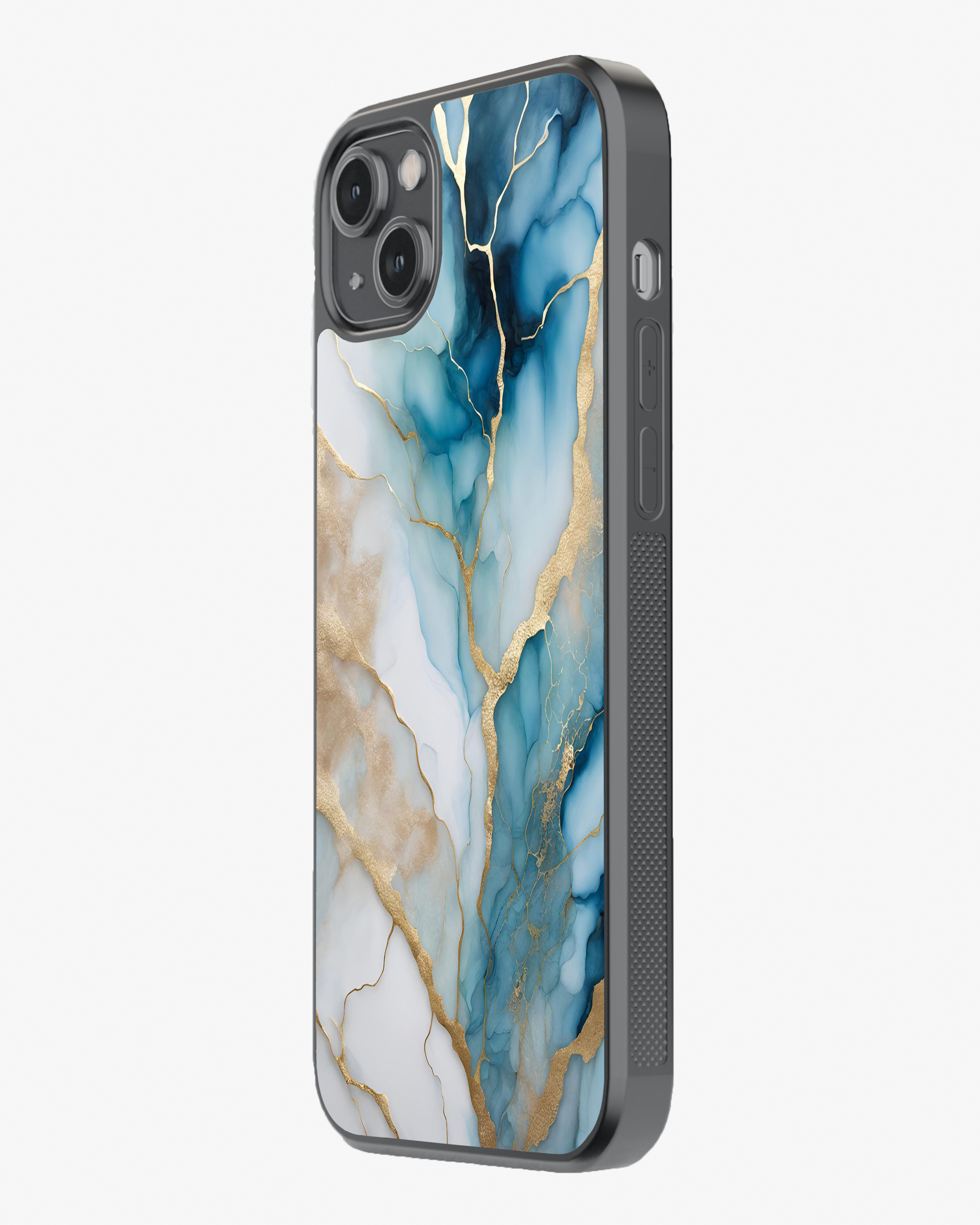 Ocean Luxe – Blue & Gold  Luxury Marble Case Cover Glass Case