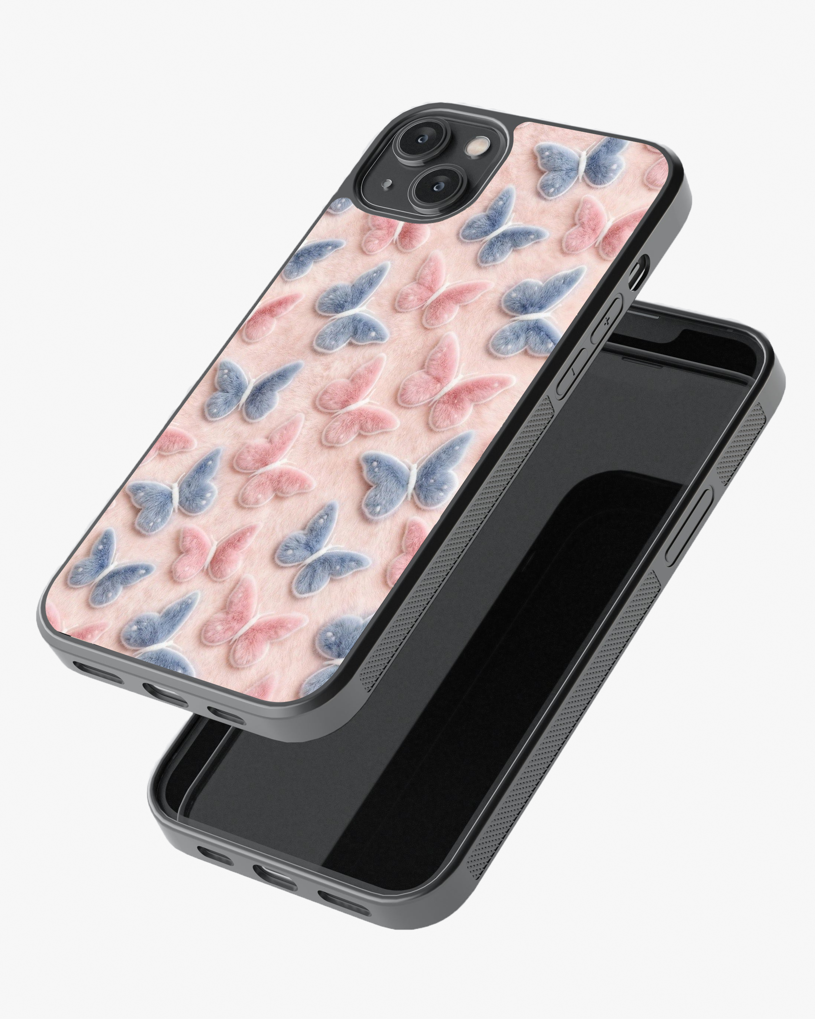 Pastel Butterfly Dream – Soft 3D Plush Aesthetic Premium Case Cover Glass Case
