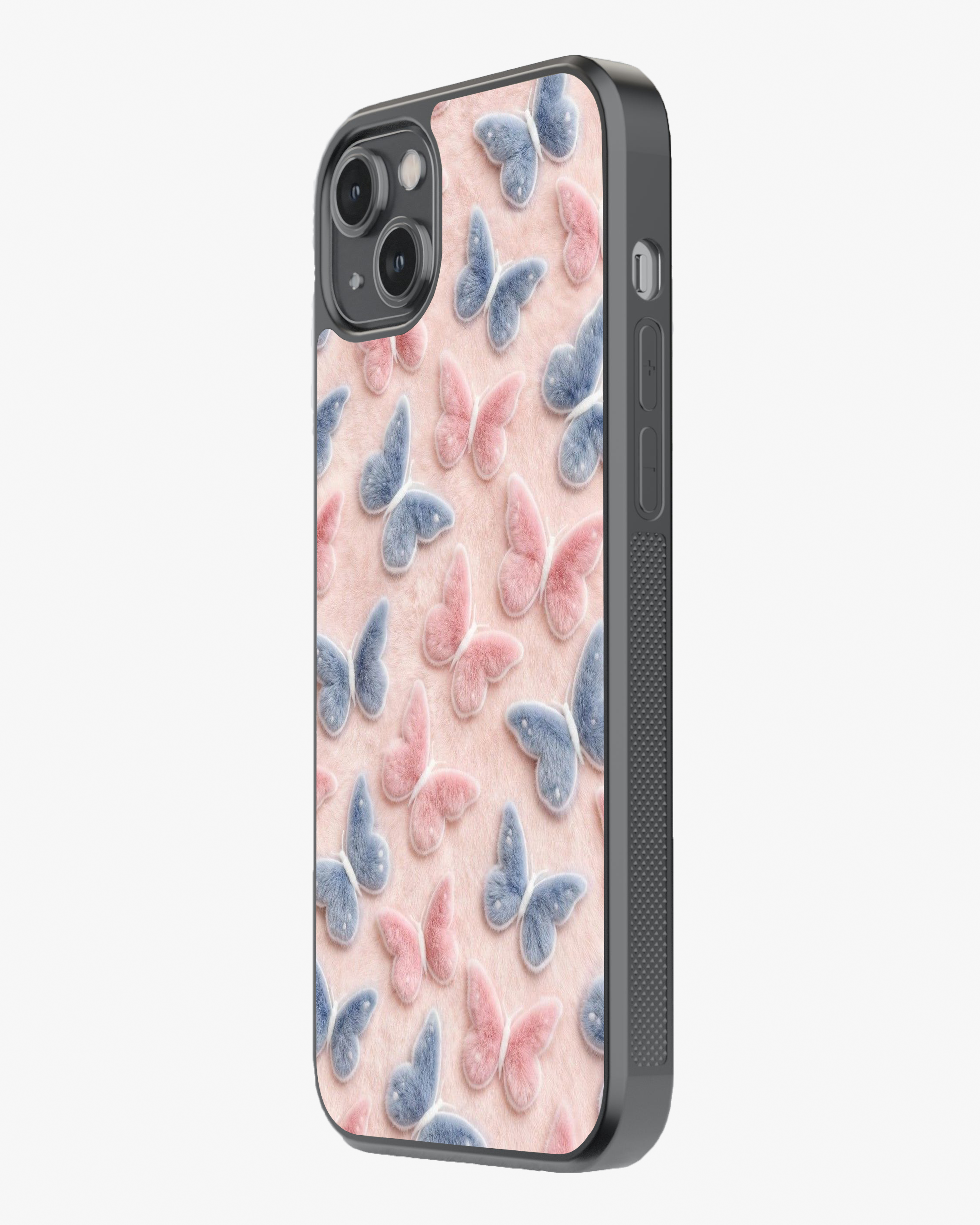 Pastel Butterfly Dream – Soft 3D Plush Aesthetic Premium Case Cover Glass Case