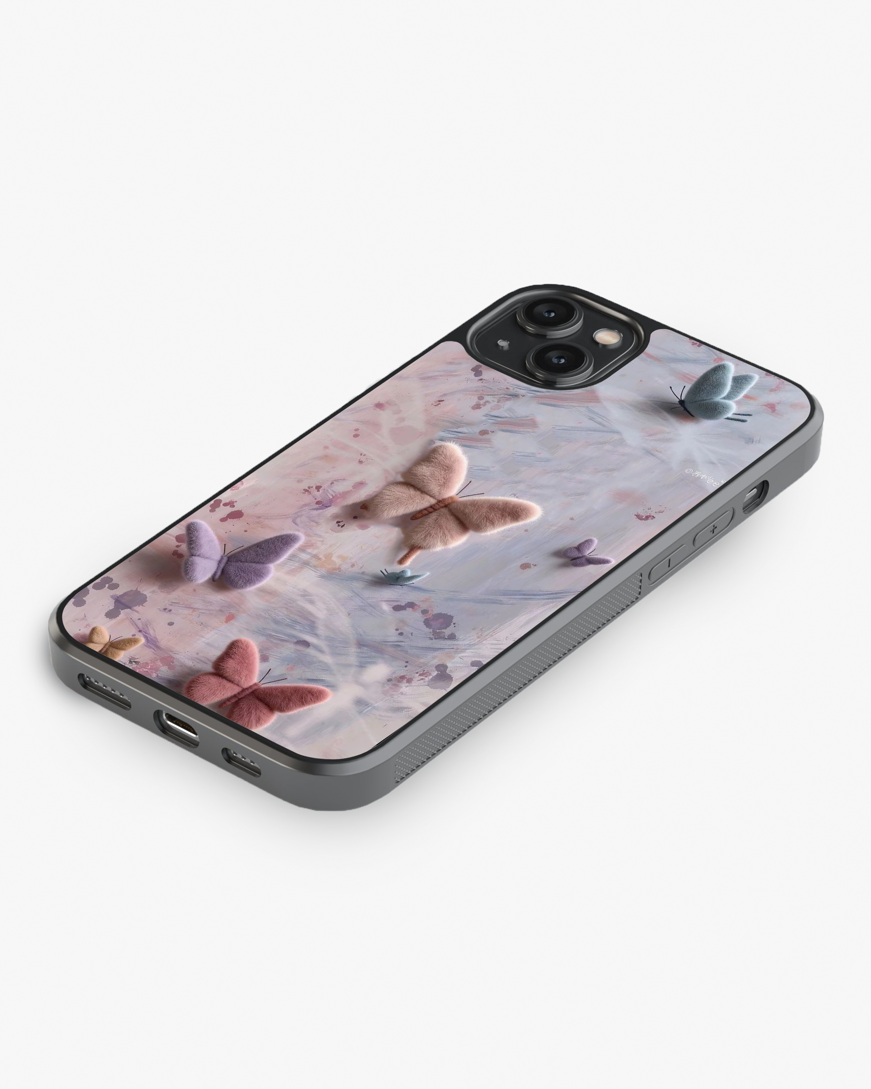Pastel 3D Butterfly Plush Aesthetic Premium Case Cover Glass Case