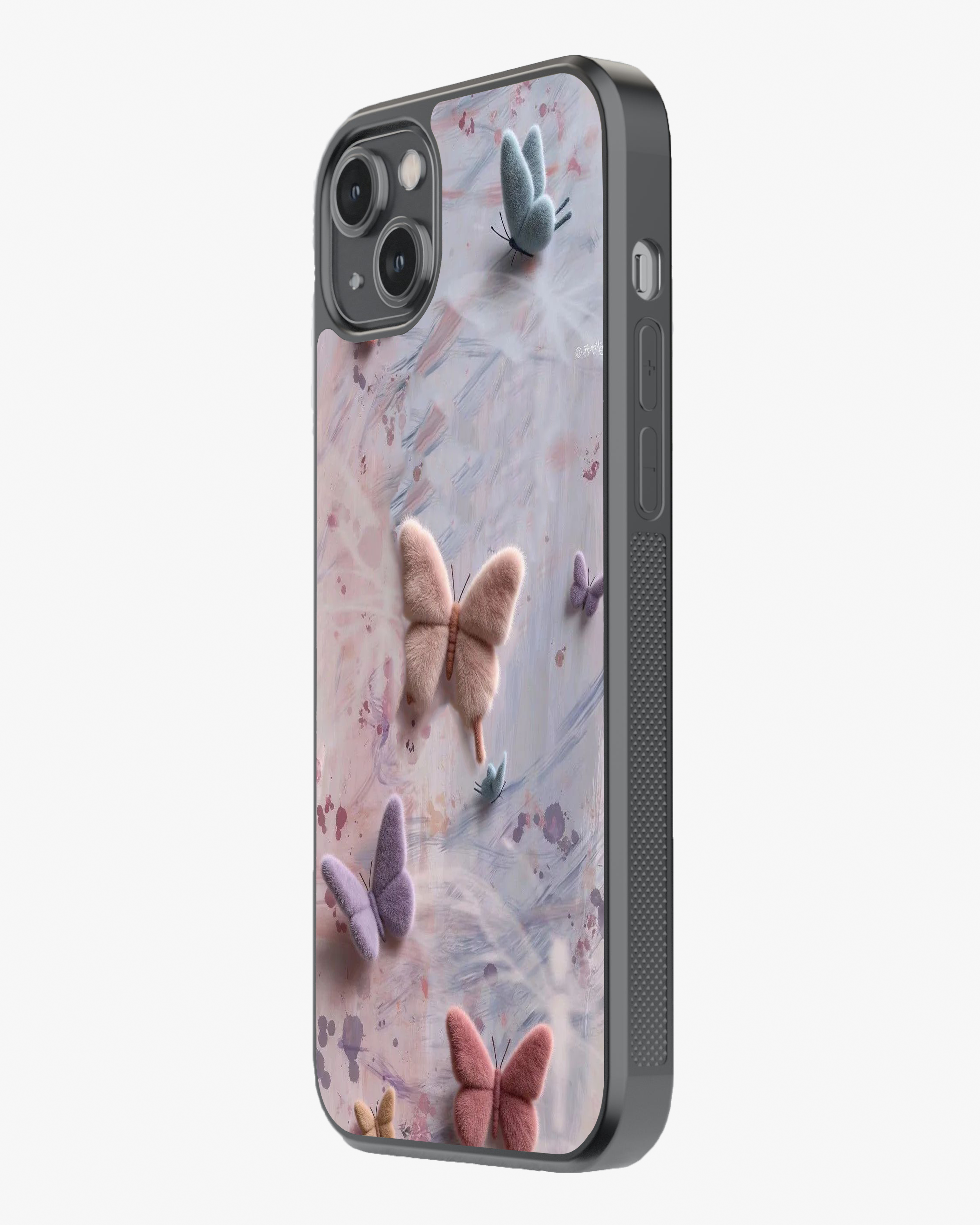 Pastel 3D Butterfly Plush Aesthetic Premium Case Cover Glass Case
