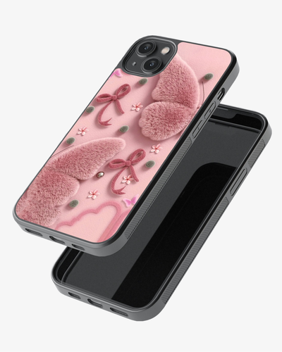 Pink Plush Butterfly & Bow Aesthetic Premium Case Cover Glass Case