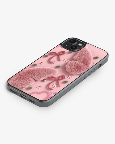 Pink Plush Butterfly & Bow Aesthetic Premium Case Cover Glass Case