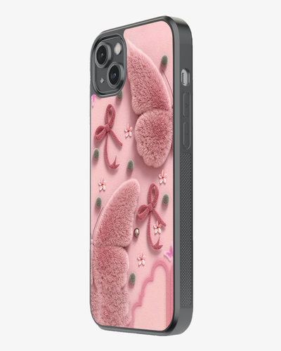 Pink Plush Butterfly & Bow Aesthetic Premium Case Cover Glass Case