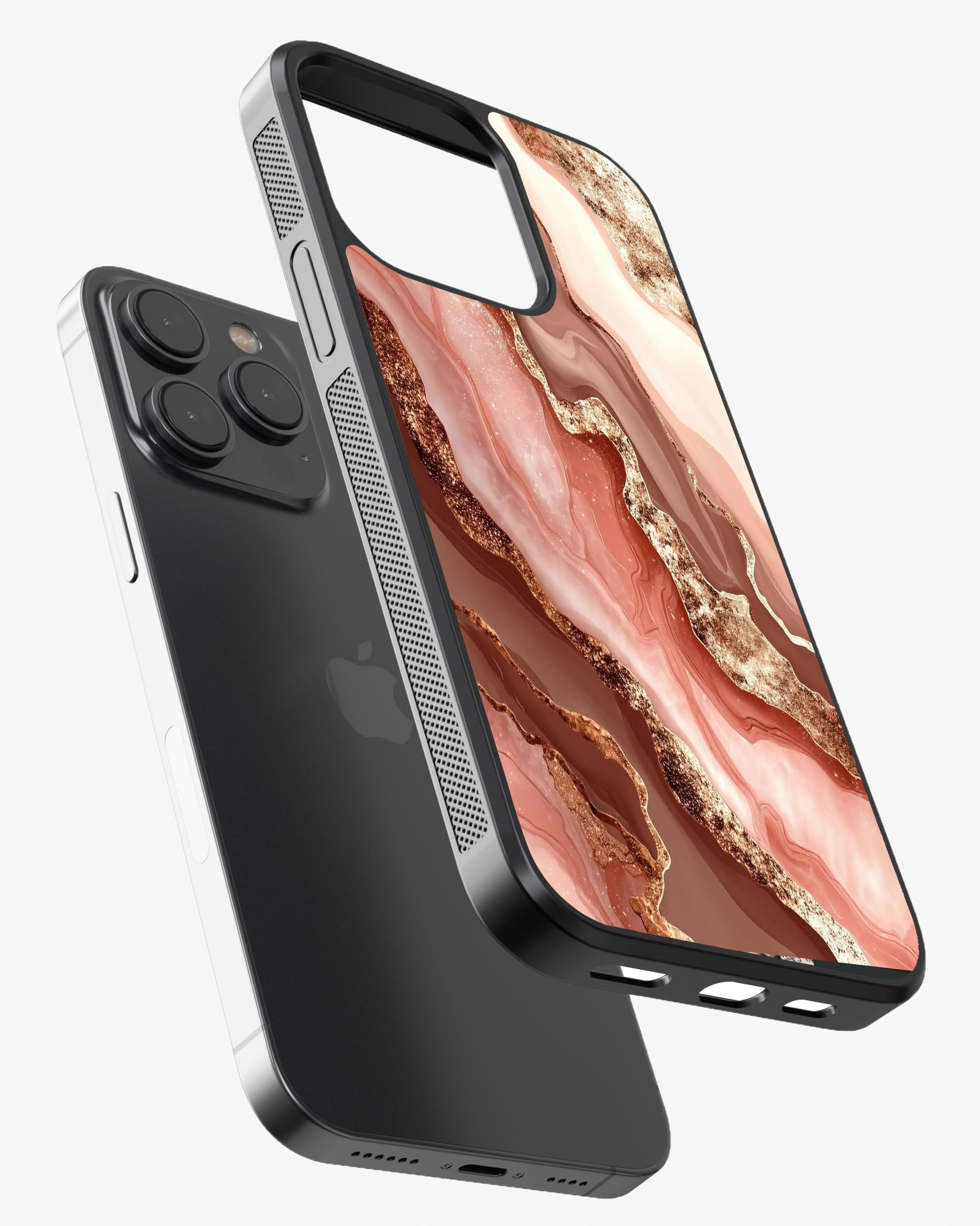 Luxury Rose Gold Marble Case Cover Glass Case