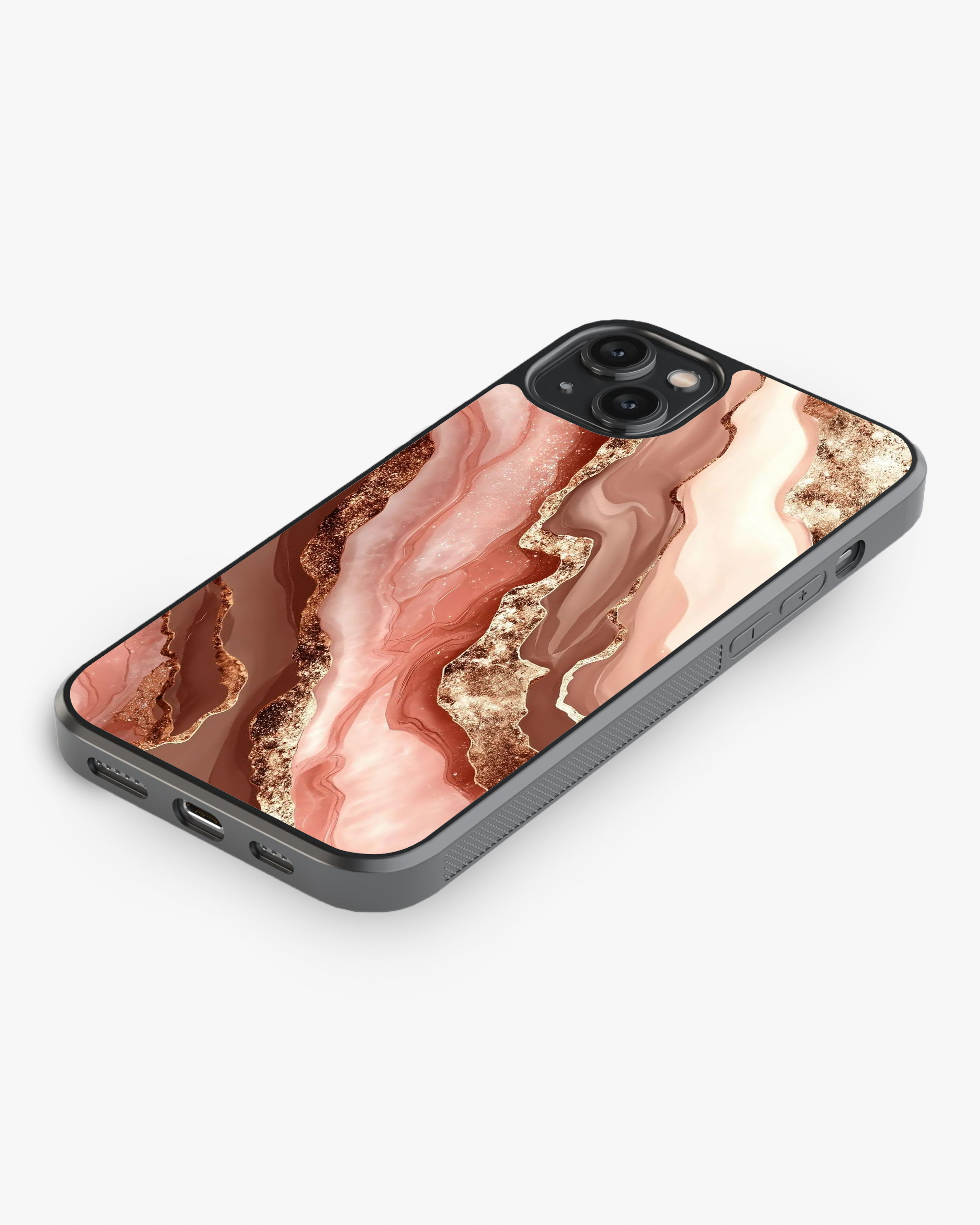 Luxury Rose Gold Marble Case Cover Glass Case