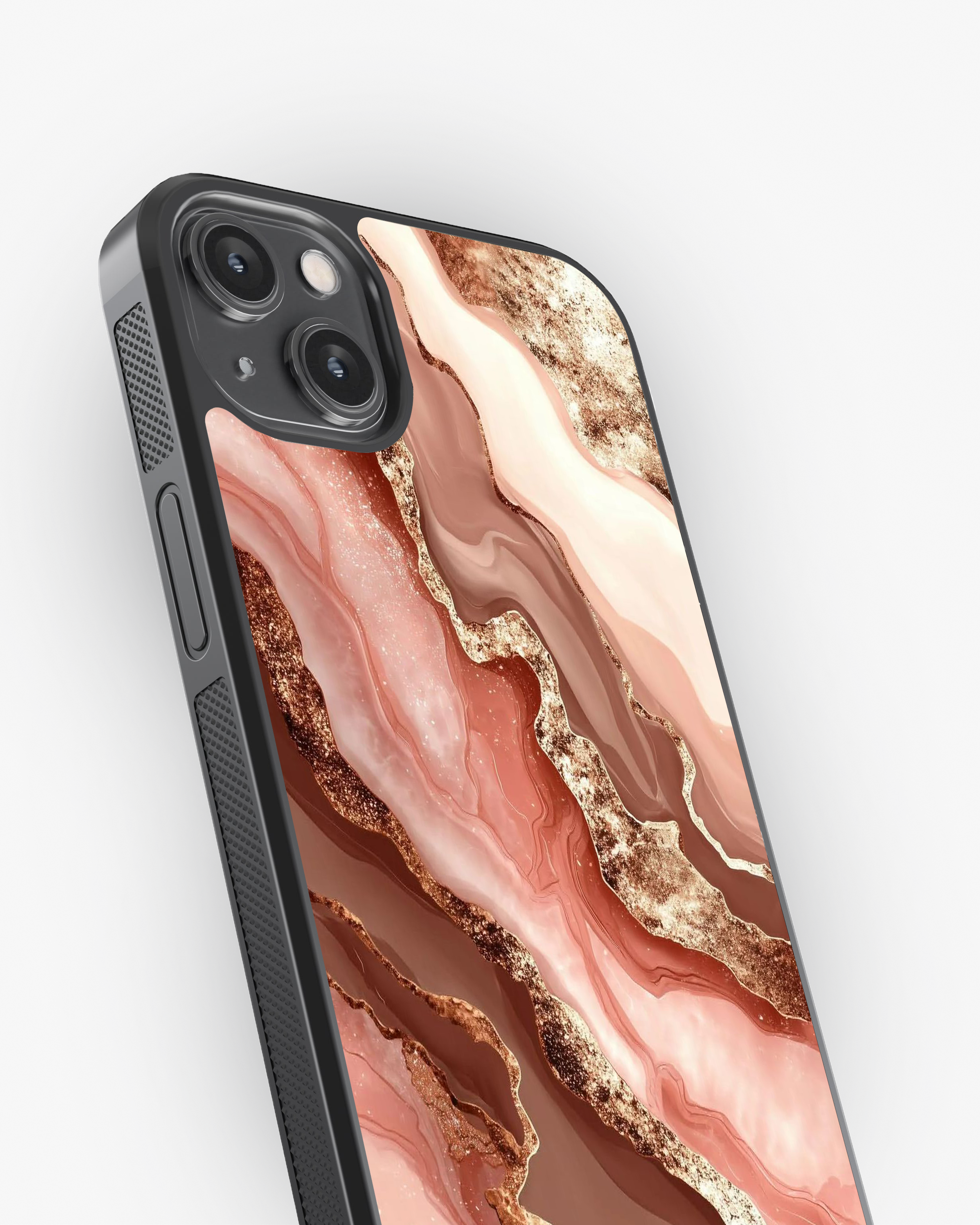 Luxury Rose Gold Marble Case Cover Glass Case
