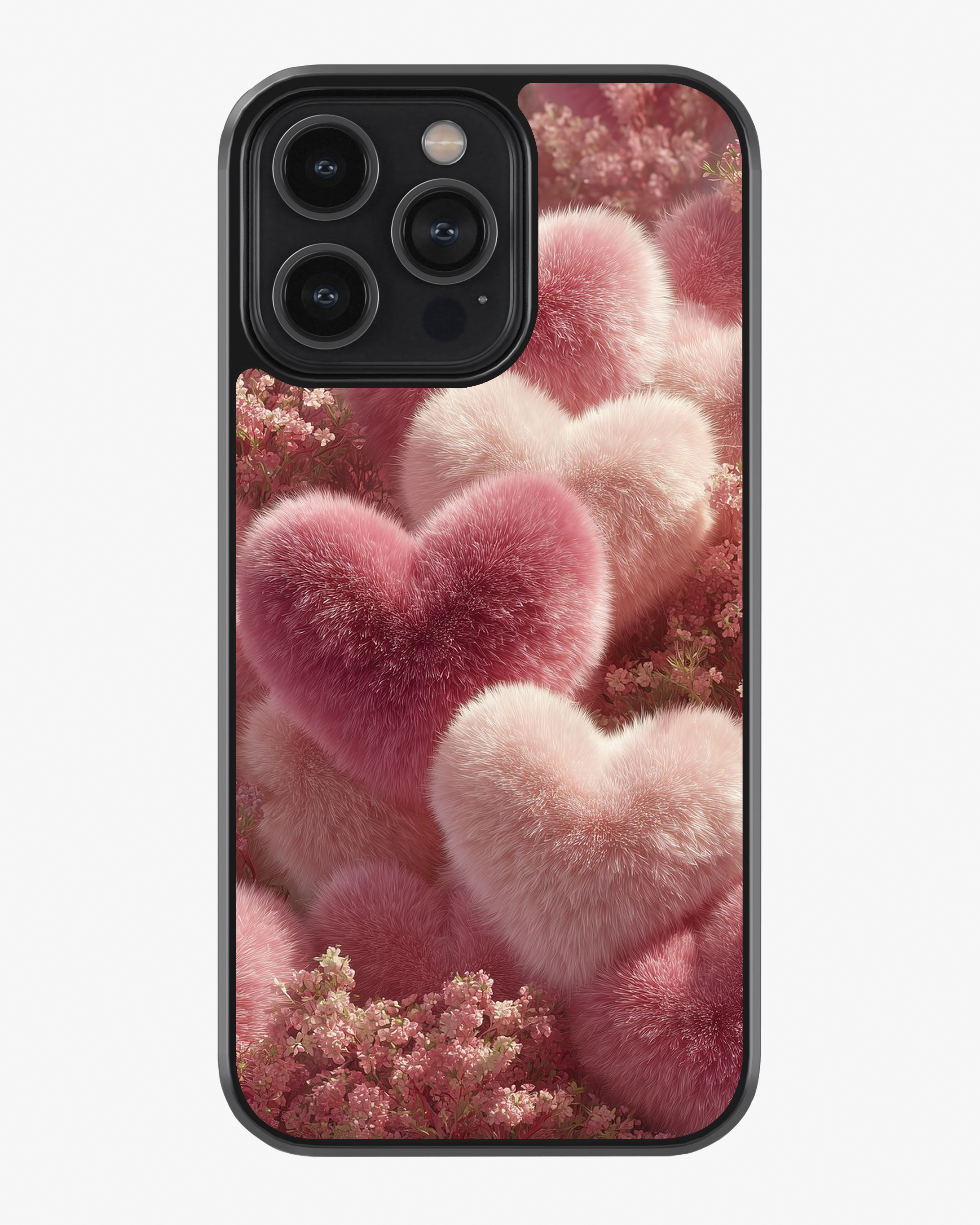 Fluffy Pink Hearts – Romantic Aesthetic Case Cover Glass Case