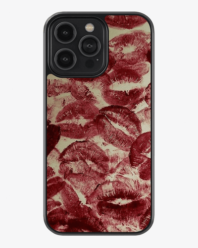 Red Lip Kiss Print Glass Case