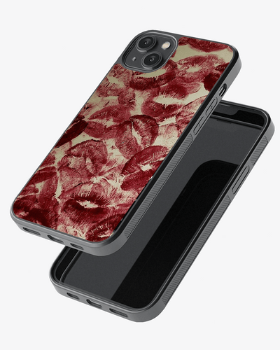 Red Lip Kiss Print Glass Case