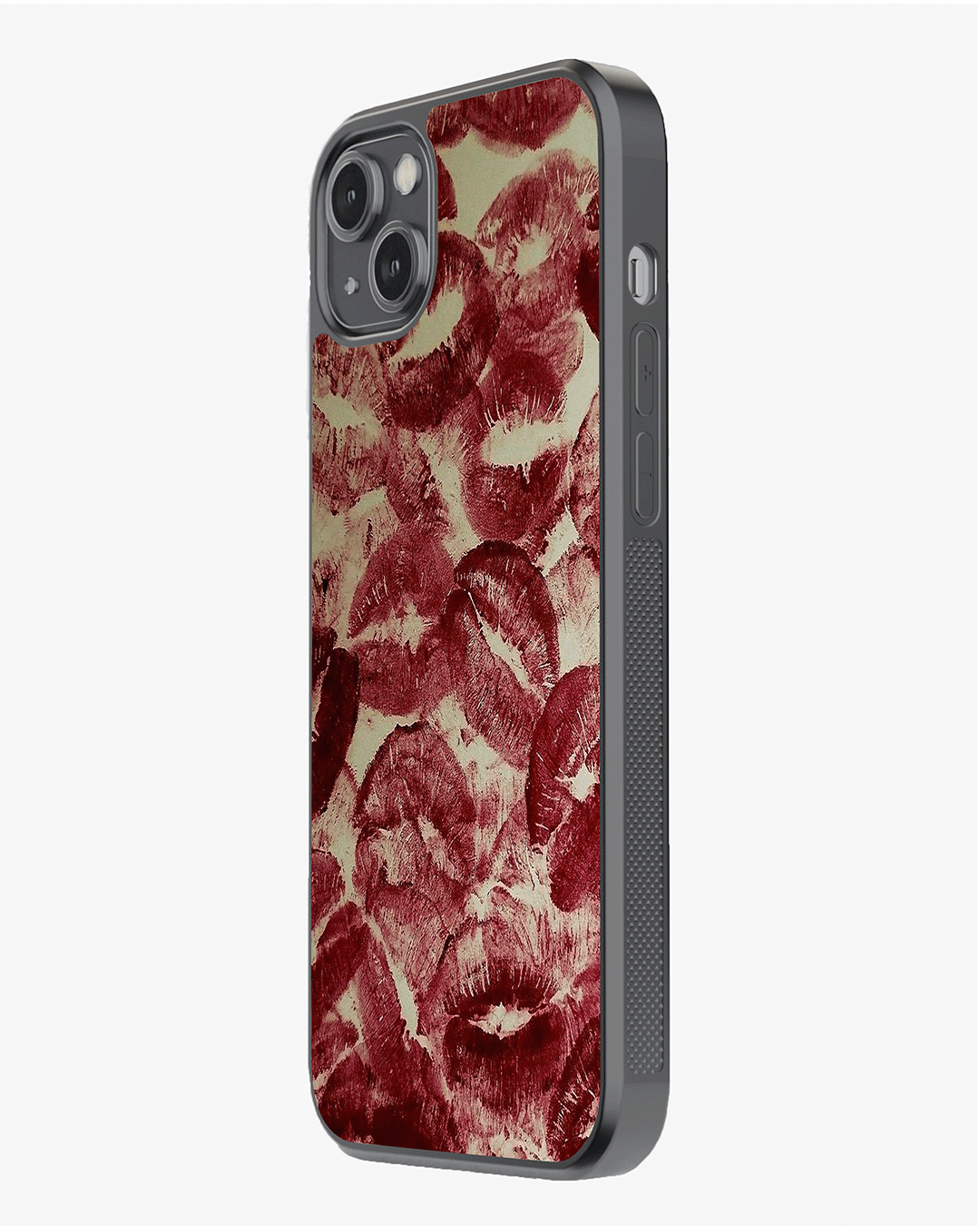 Red Lip Kiss Print Glass Case