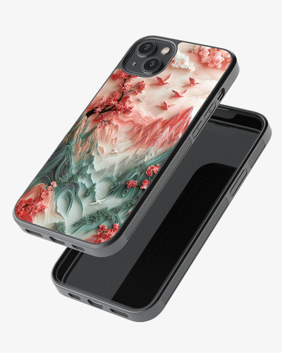 3D Cherry Blossom Mountain Case Cover Glass Case
