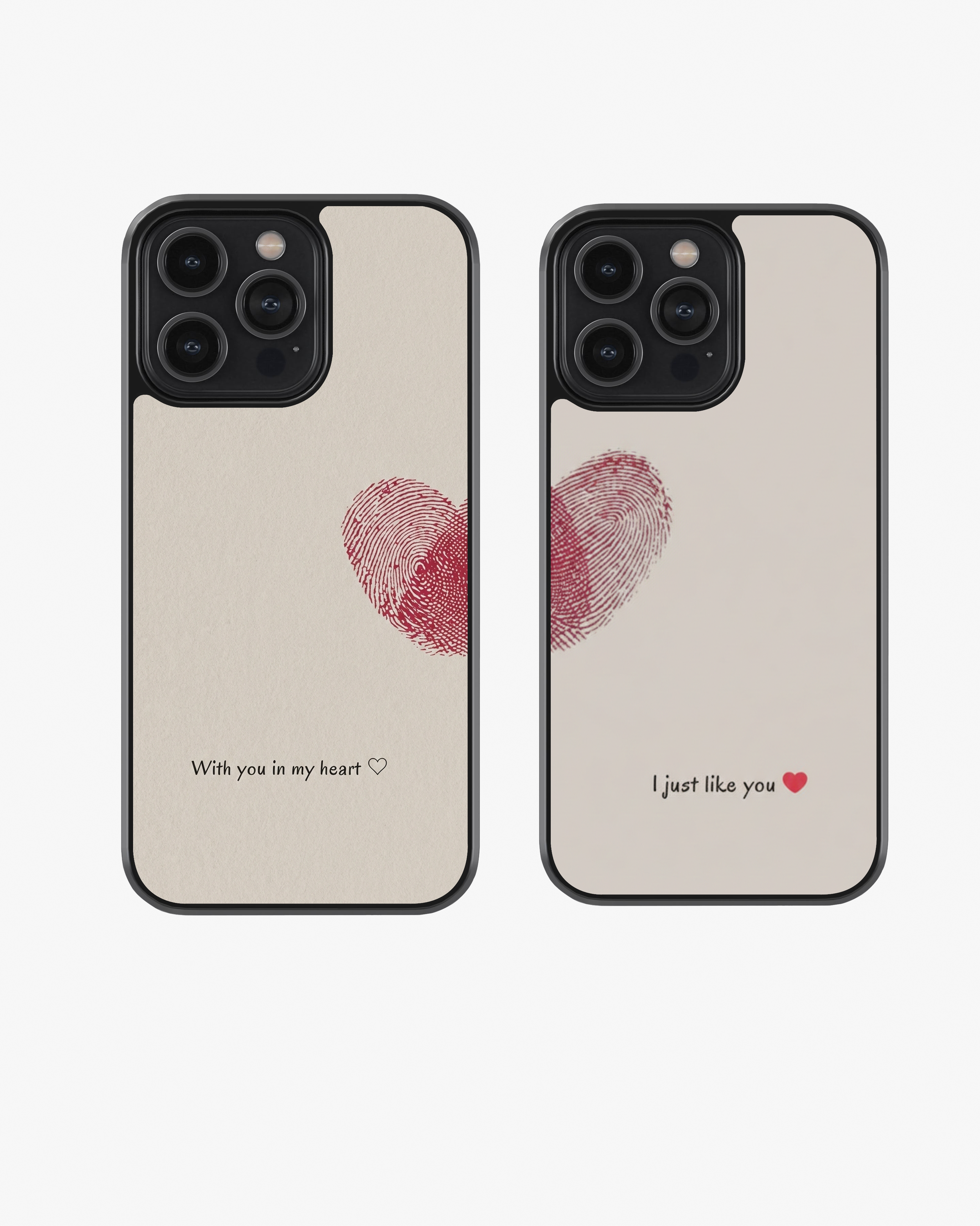 Couple Fingerprint Heart Glass Case
