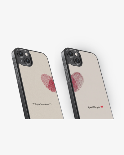 Couple Fingerprint Heart Glass Case