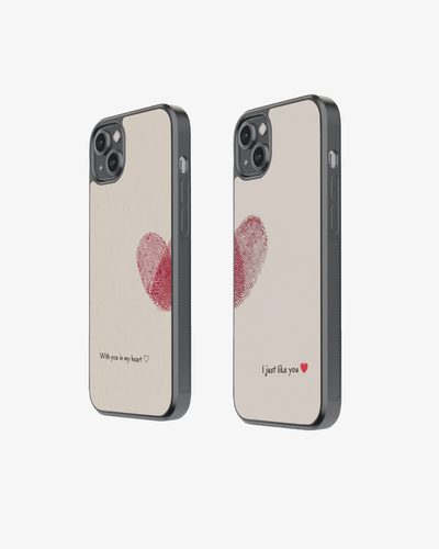Couple Fingerprint Heart Glass Case