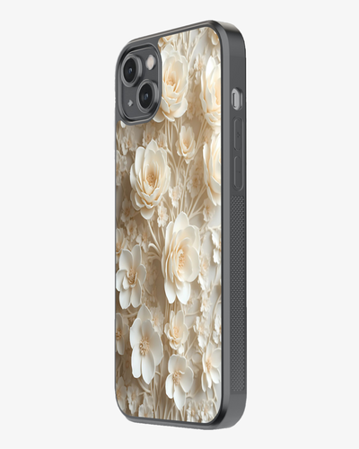Elegant Ivory 3D Floral Case Cover Glass Case